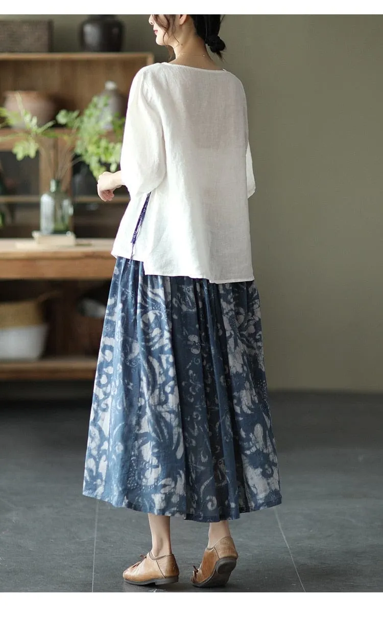 Floral Retro Linen Skirts