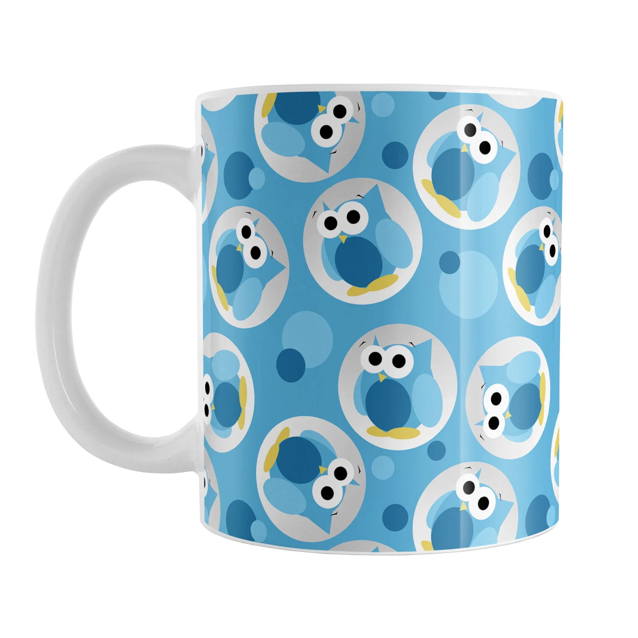 Funny Cute Blue Owl Pattern Mug