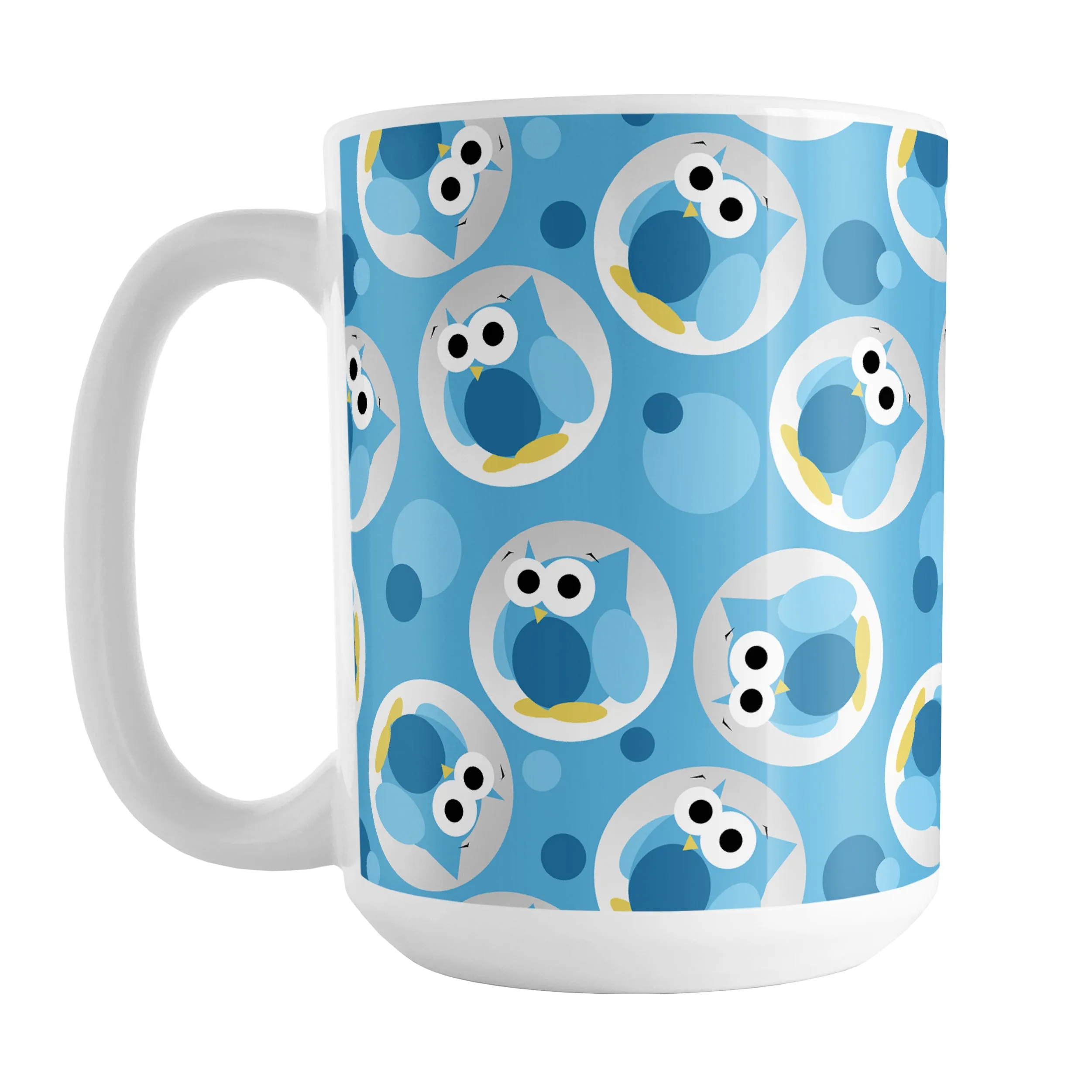 Funny Cute Blue Owl Pattern Mug