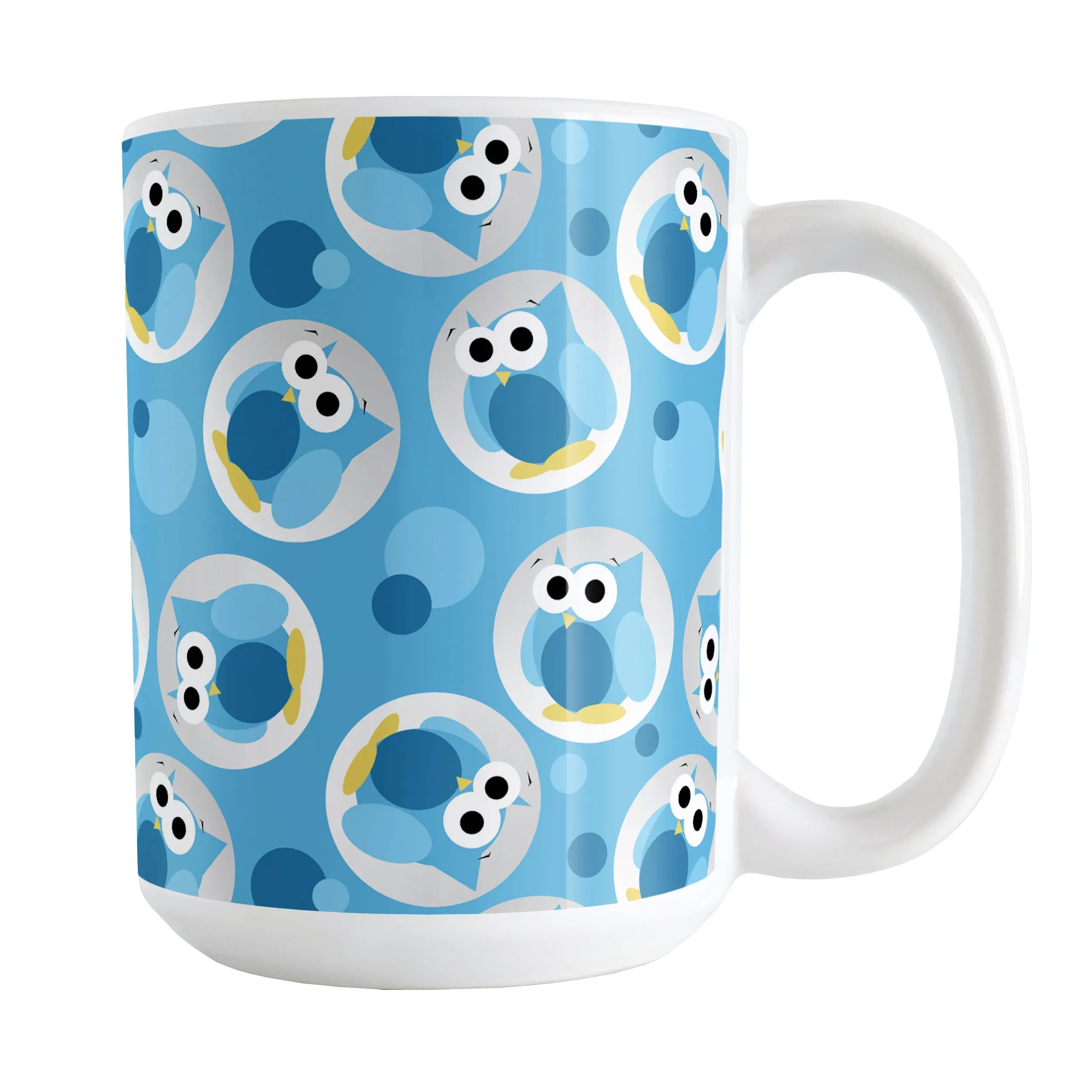 Funny Cute Blue Owl Pattern Mug