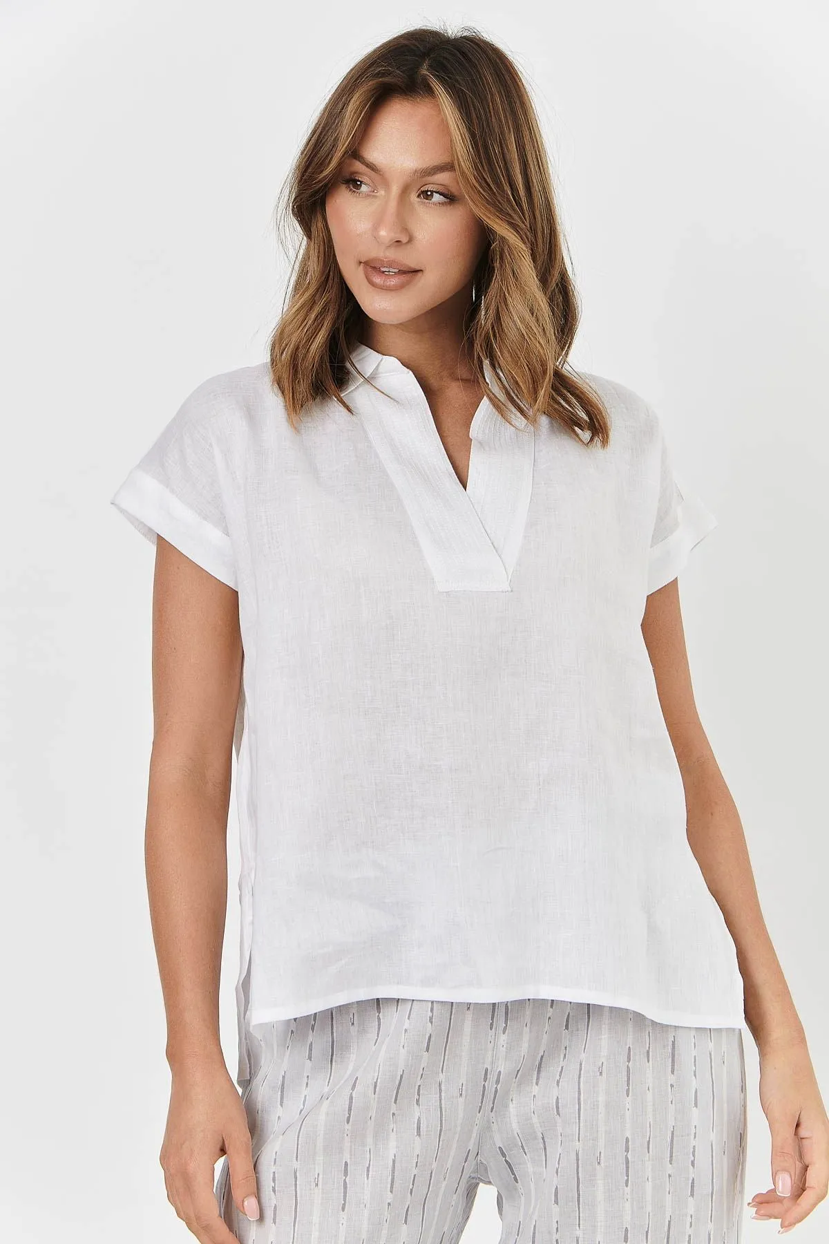 GA451 Linen Top in White