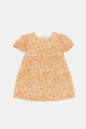 Infant Girls Orange Printed Dress