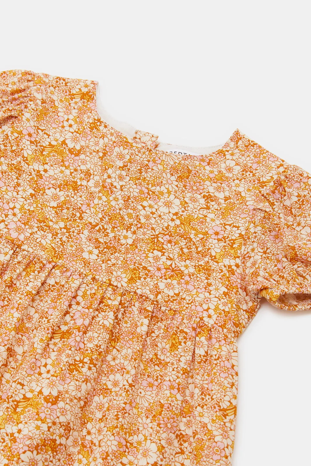 Infant Girls Orange Printed Dress