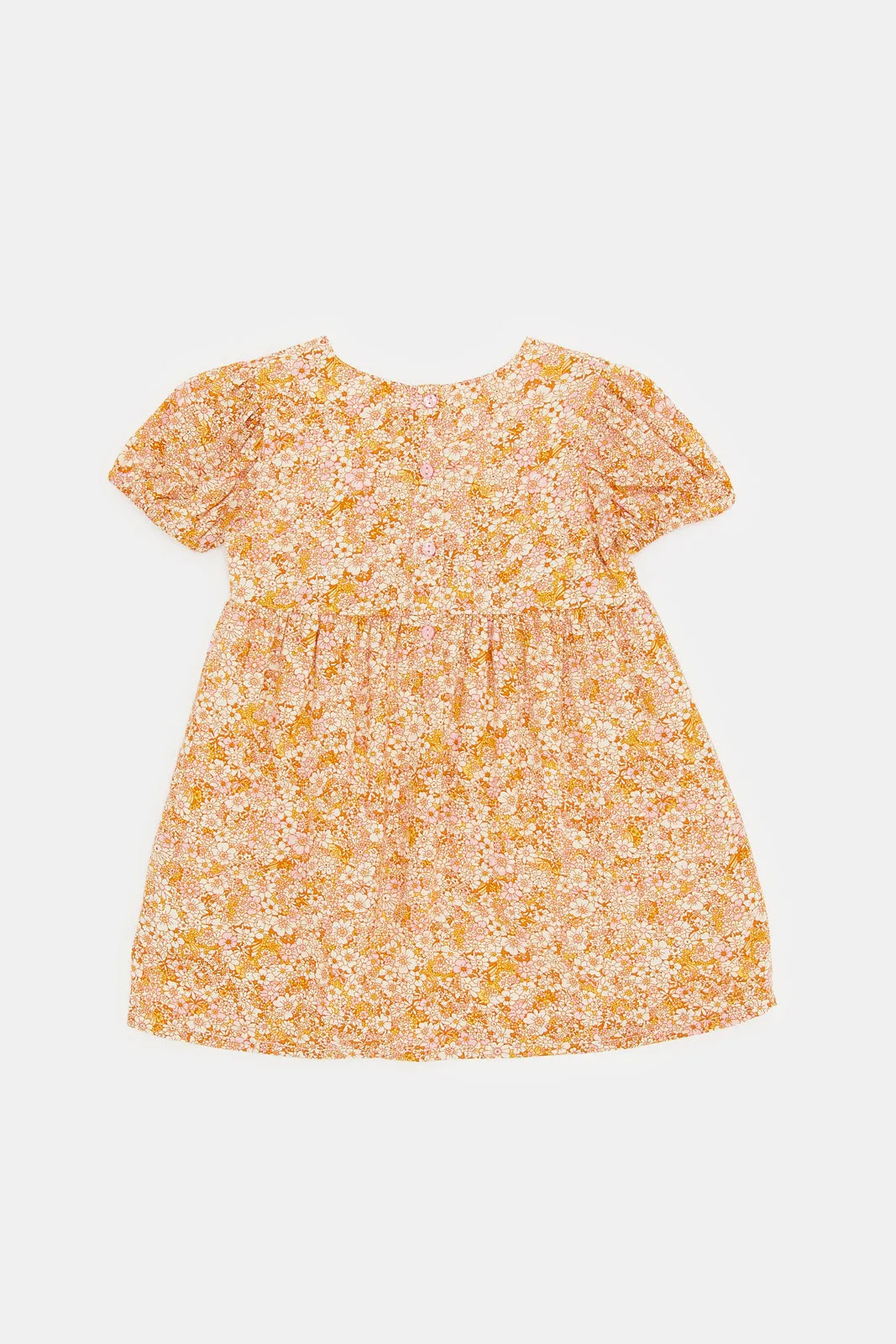 Infant Girls Orange Printed Dress