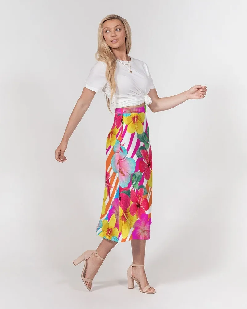 Island Flowers Women’s A Line Midi Skirt