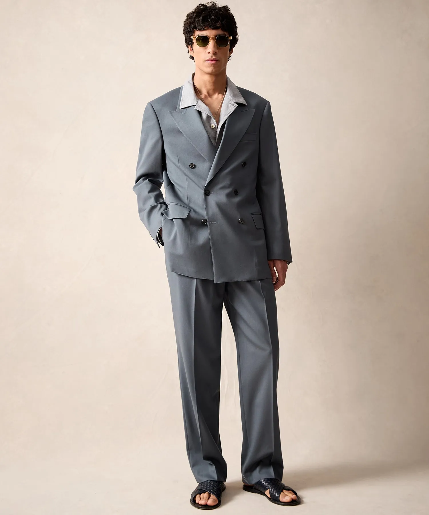 Italian Gabardine Wythe Suit in Steel Blue