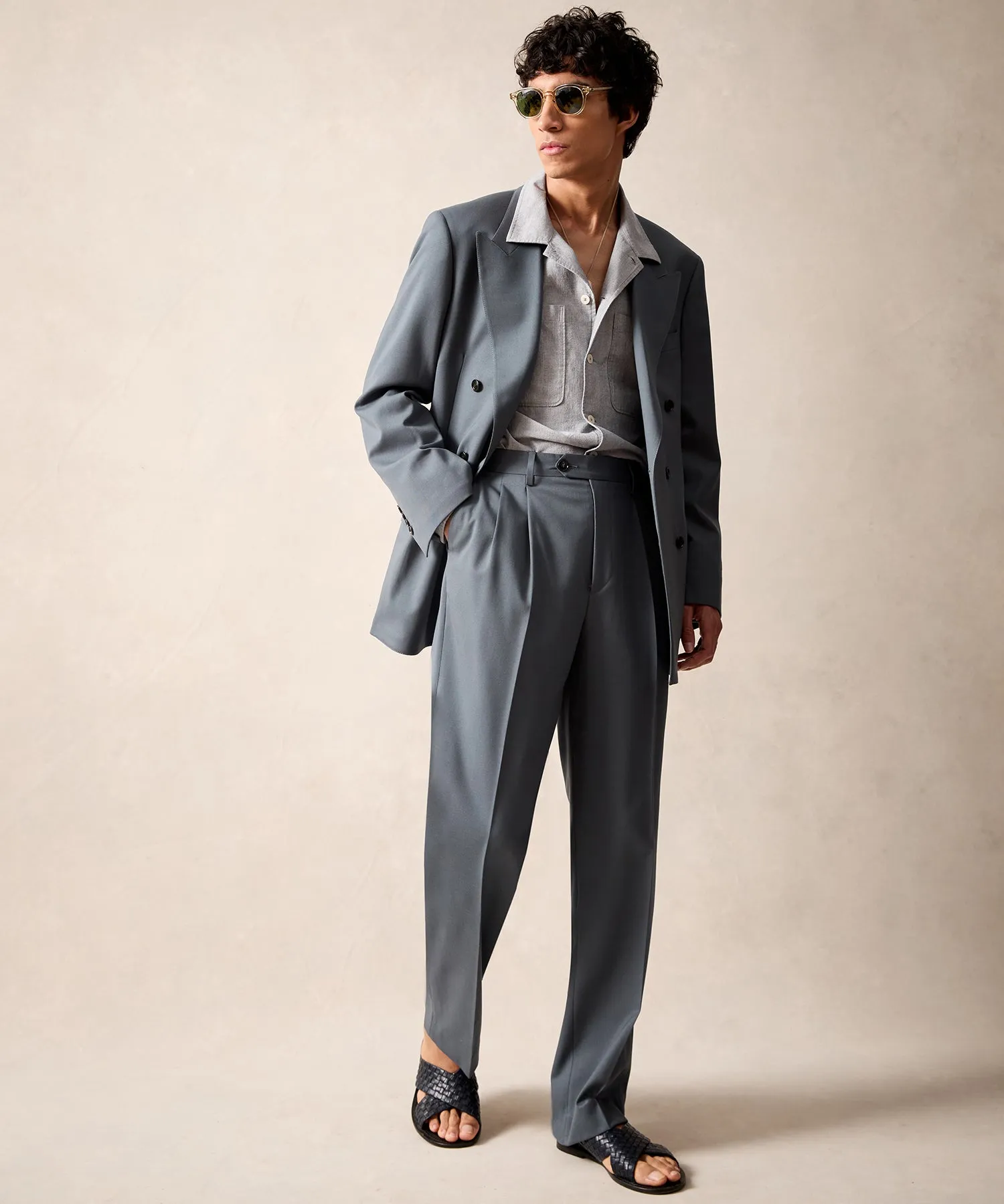 Italian Gabardine Wythe Suit in Steel Blue