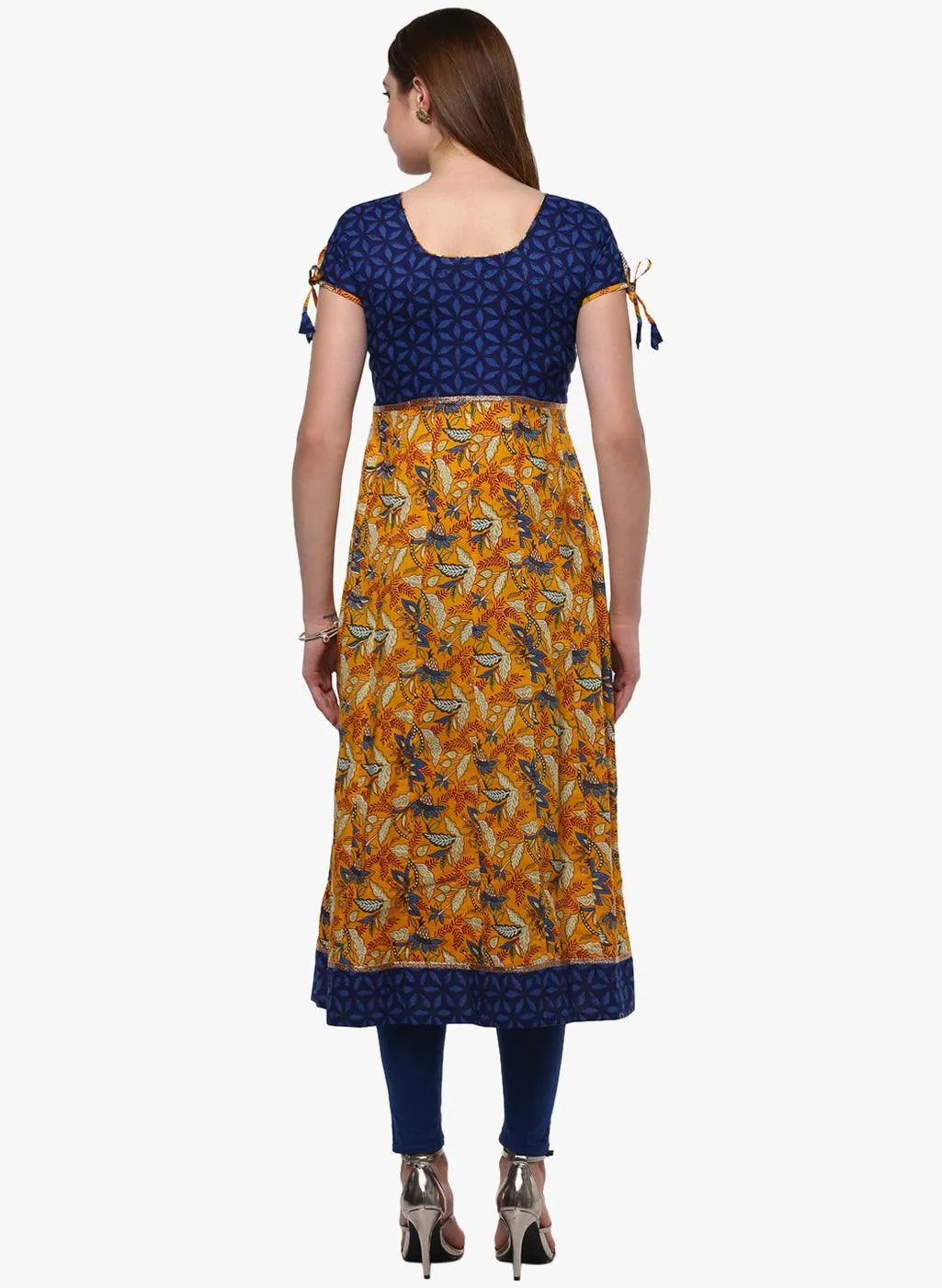 Jashvi Gorgeous Blue And Mustard Anarkali