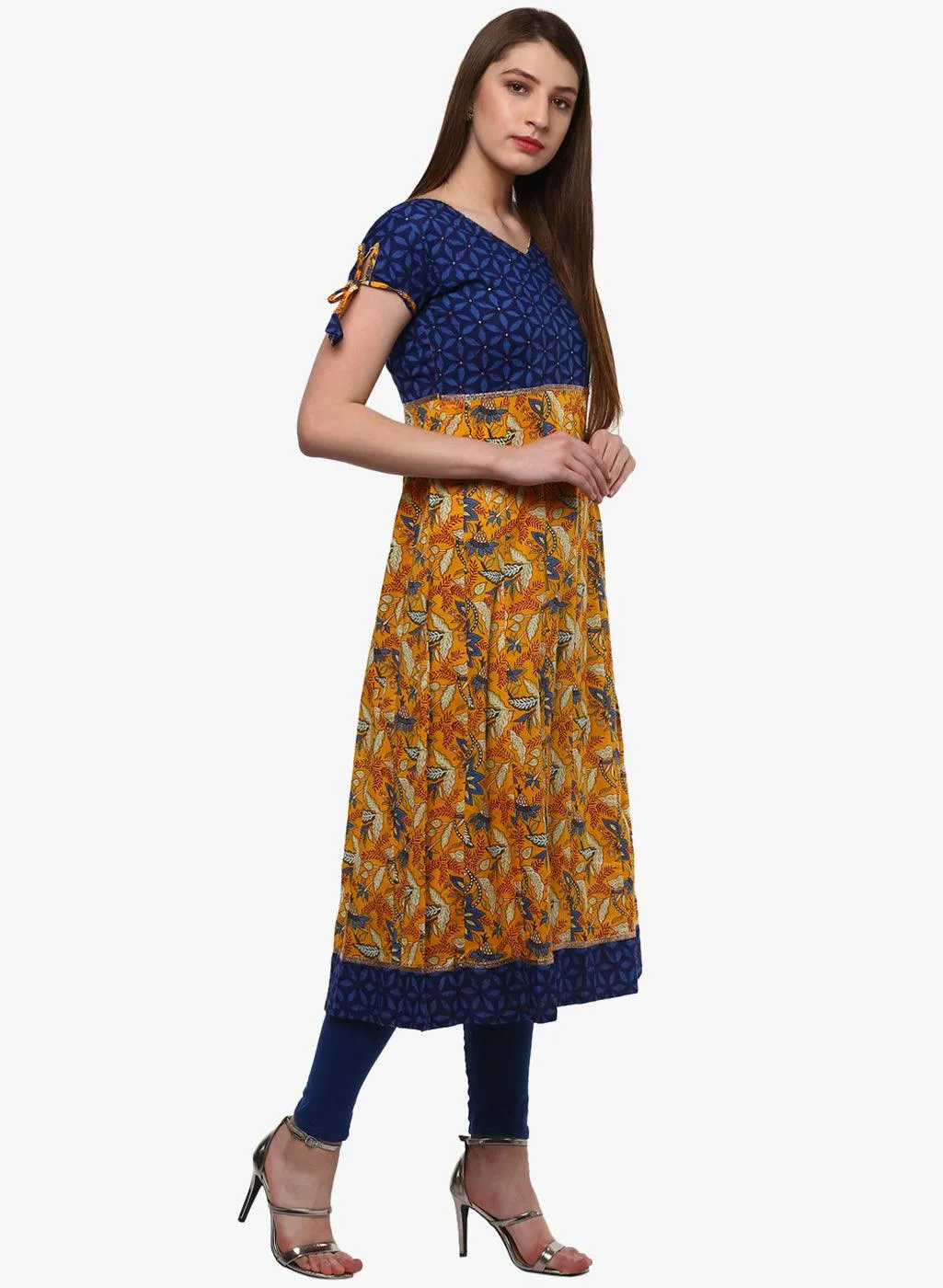 Jashvi Gorgeous Blue And Mustard Anarkali