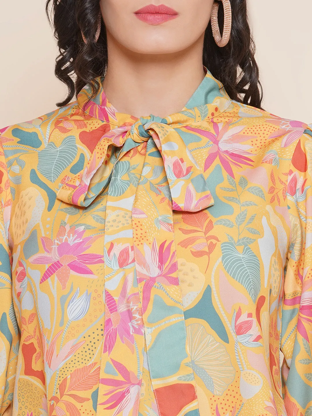 Jashvi Mustard Yellow Floral Printed Top