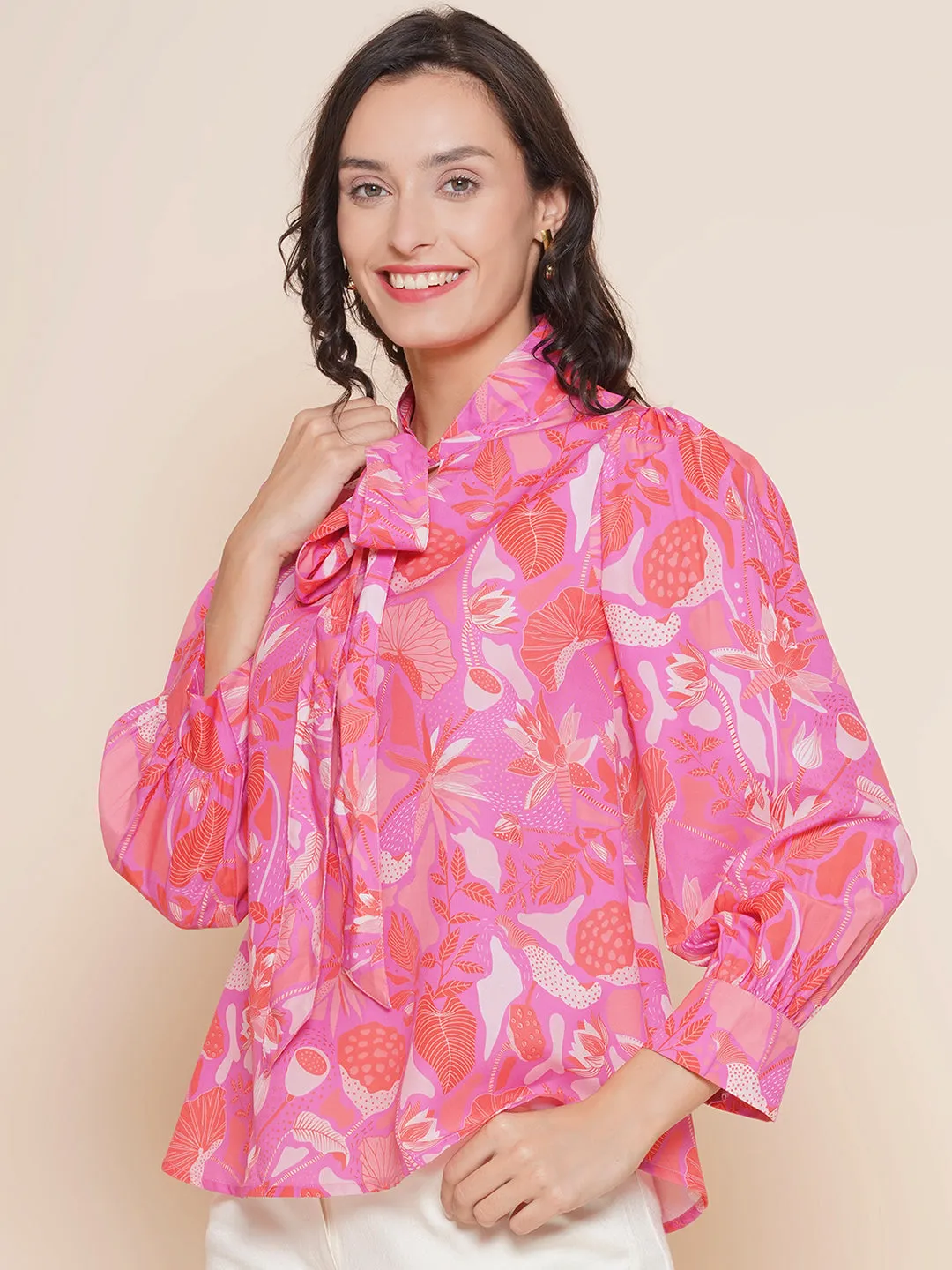 Jashvi Pink Floral Printed Top