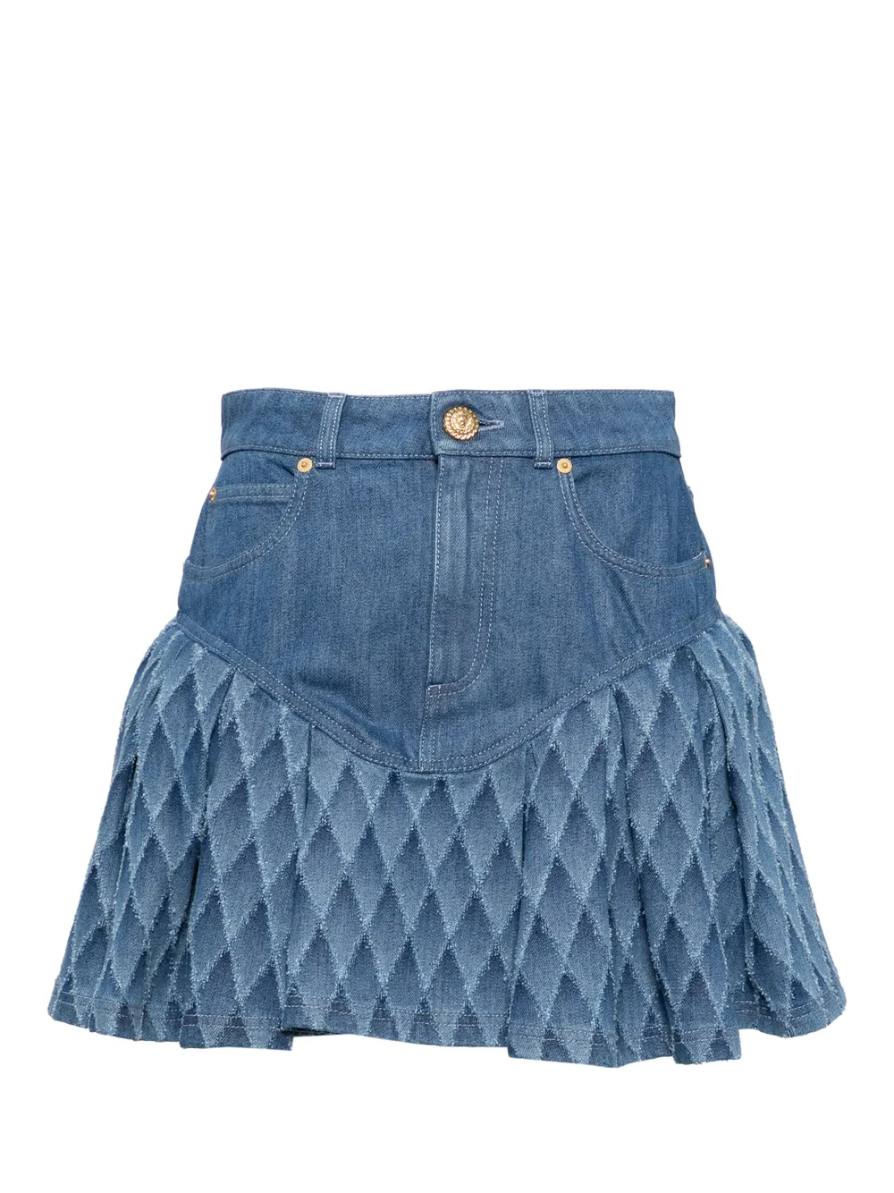 Laser Grid Blue Denim Short