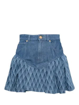 Laser Grid Blue Denim Short