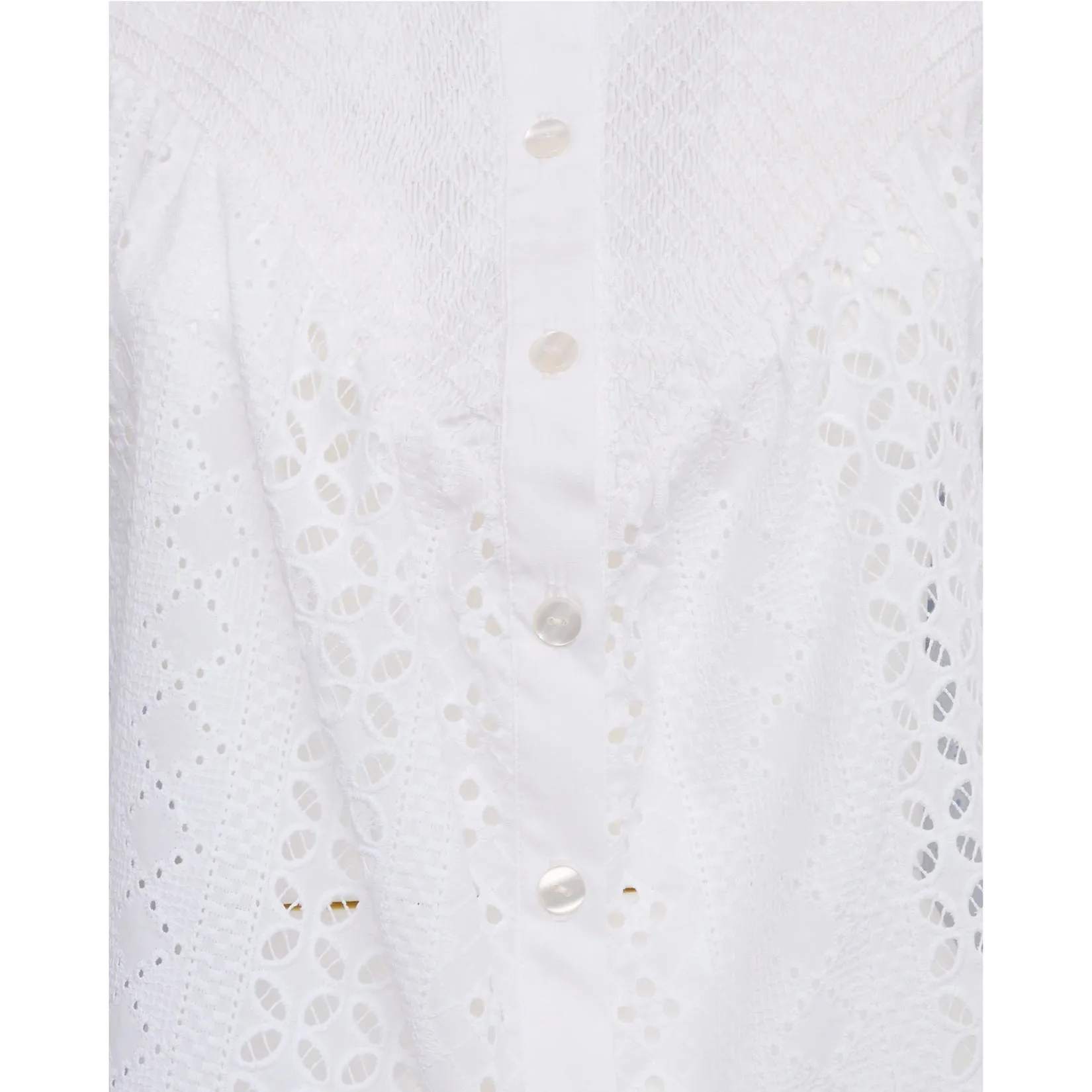 LORETTA CAPONI IOLE TOP IN WHITE SANGALLO