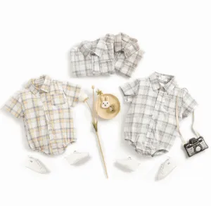 Marcus - Baby Boys Cotton Fine Checks Shirt Romper