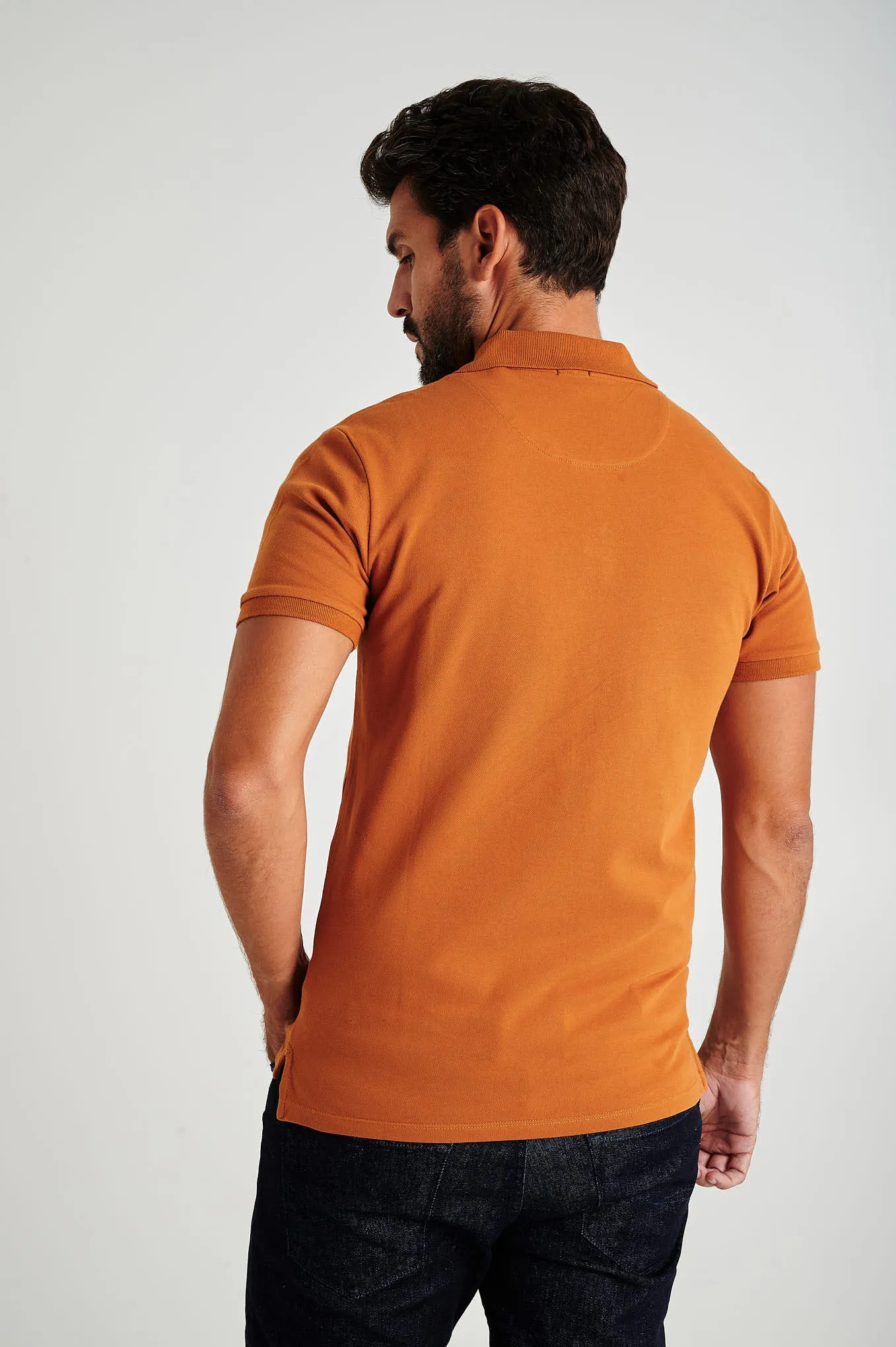 Men's slim fit organic cotton piquet polo