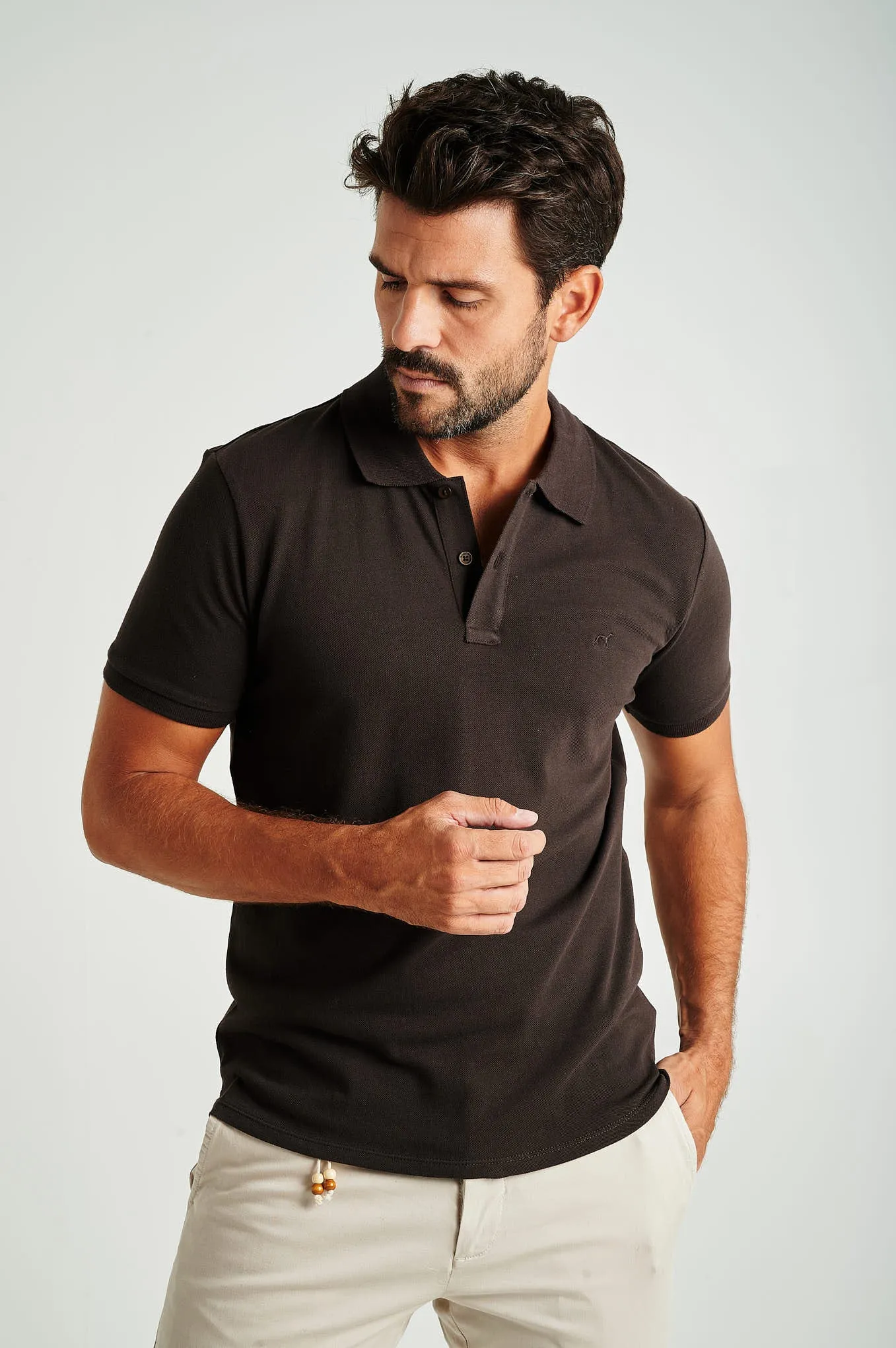 Men's slim fit organic cotton piquet polo