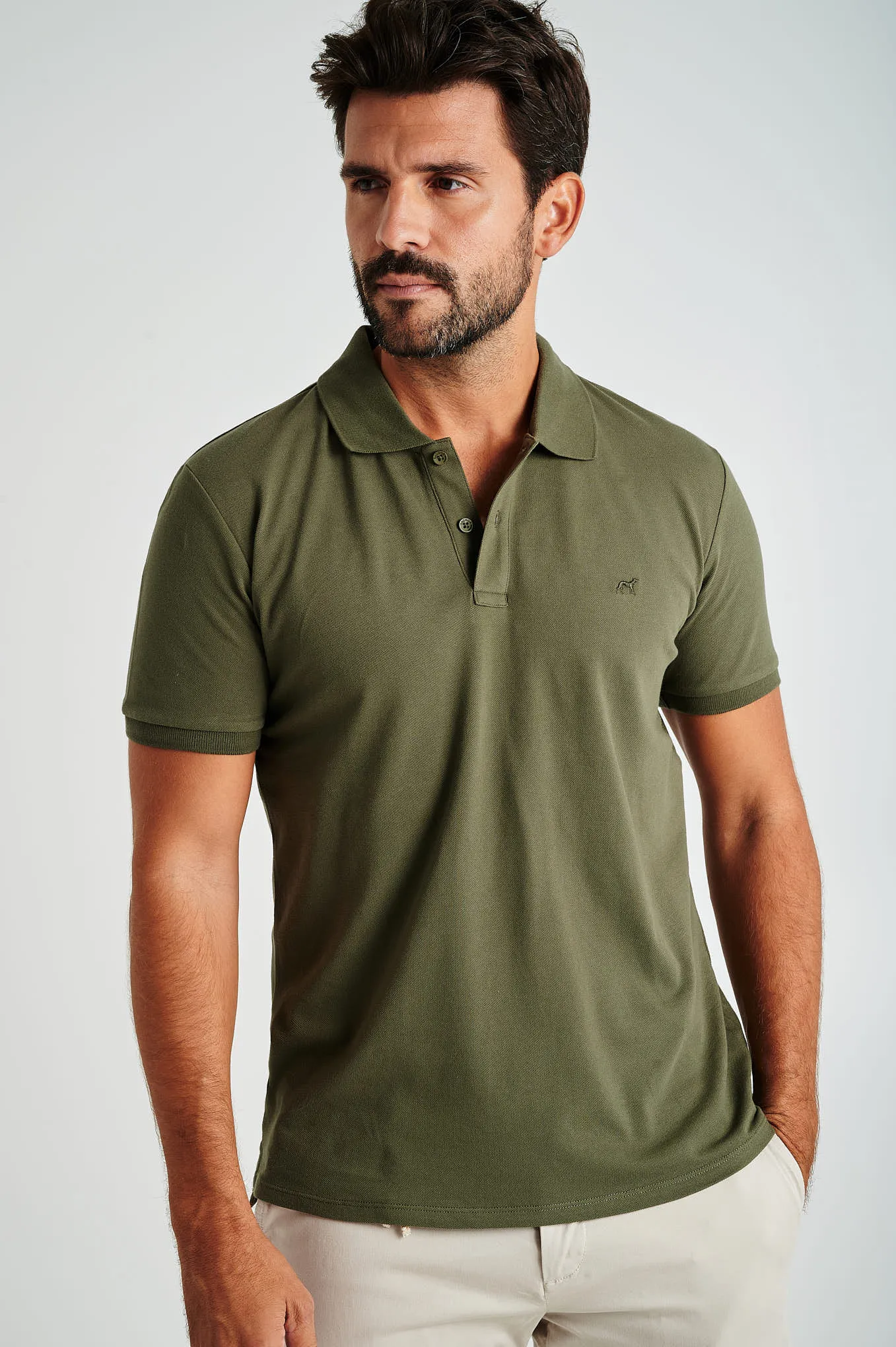 Men's slim fit organic cotton piquet polo