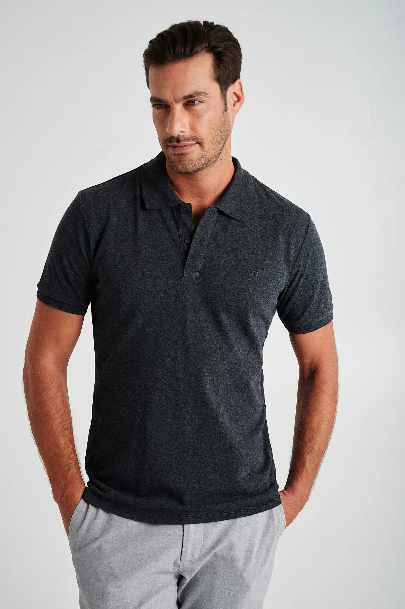 Men's slim fit organic cotton piquet polo