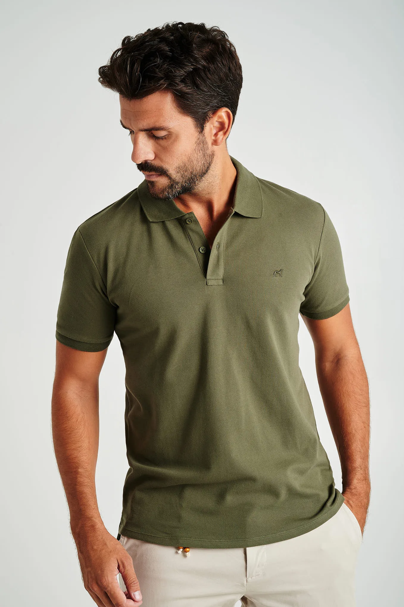 Men's slim fit organic cotton piquet polo