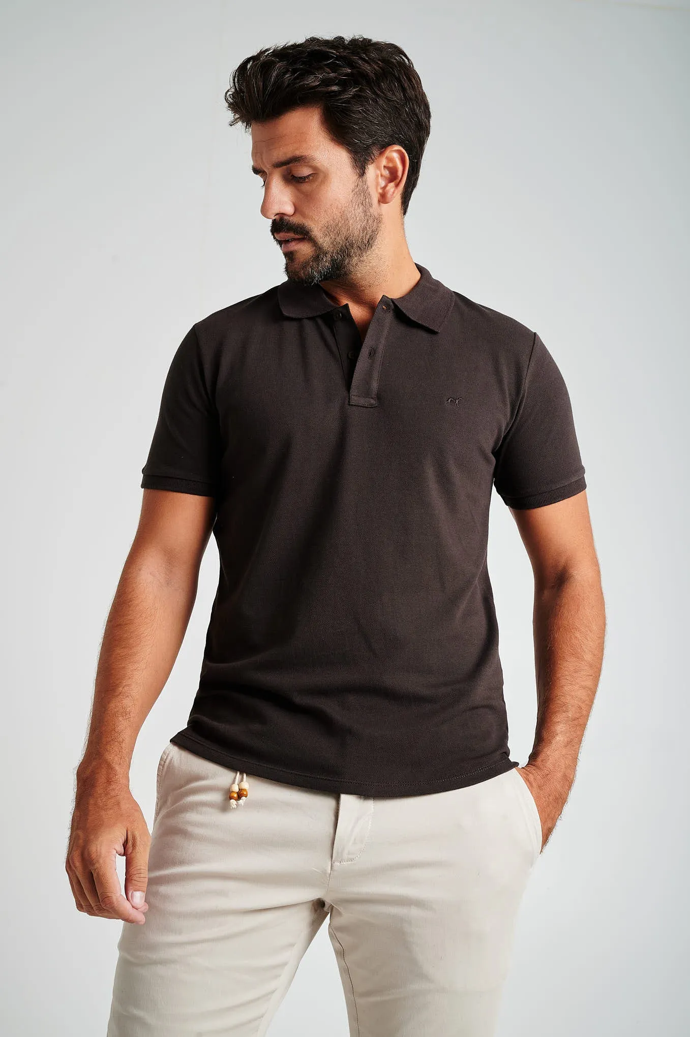 Men's slim fit organic cotton piquet polo