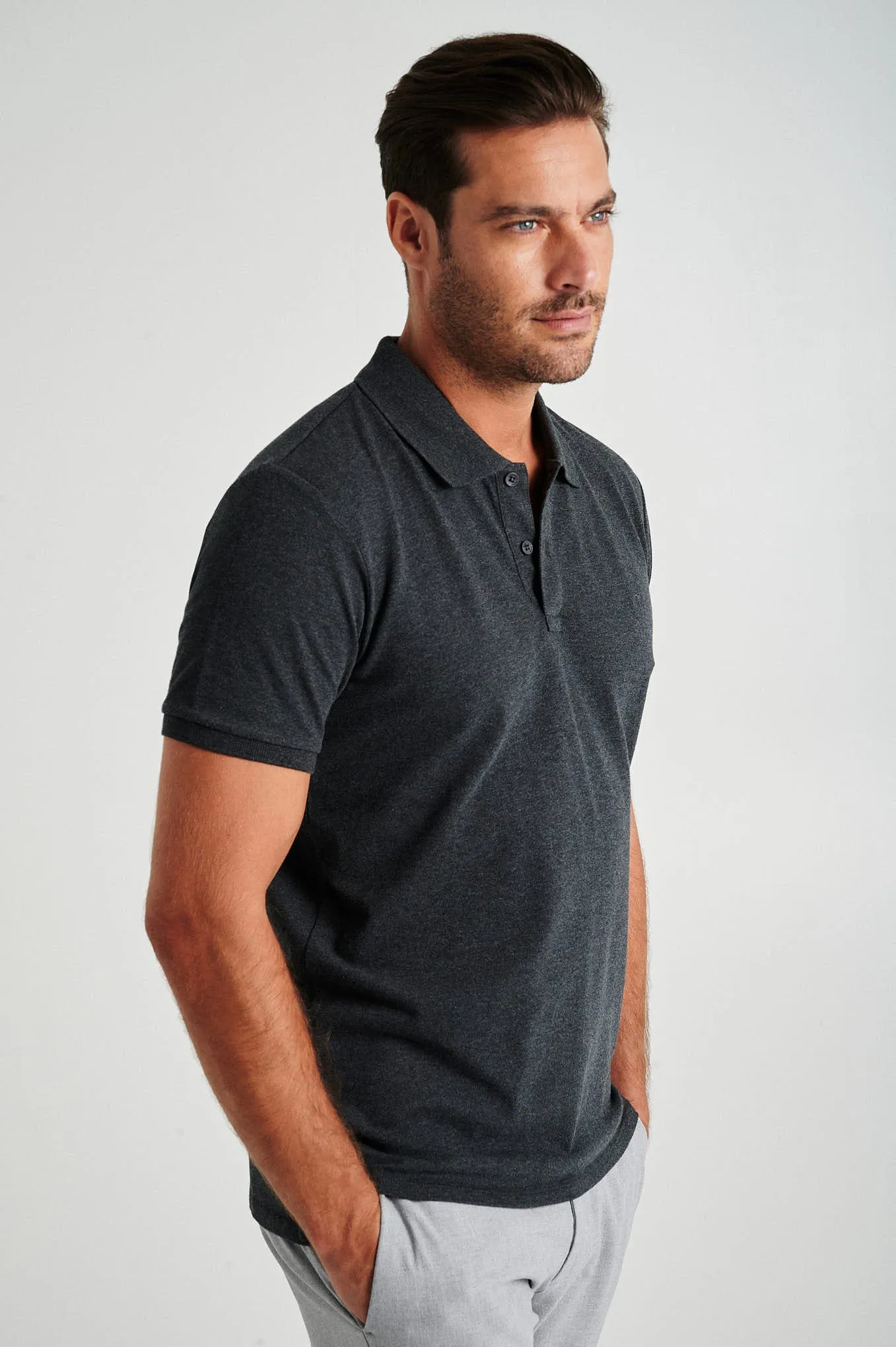 Men's slim fit organic cotton piquet polo