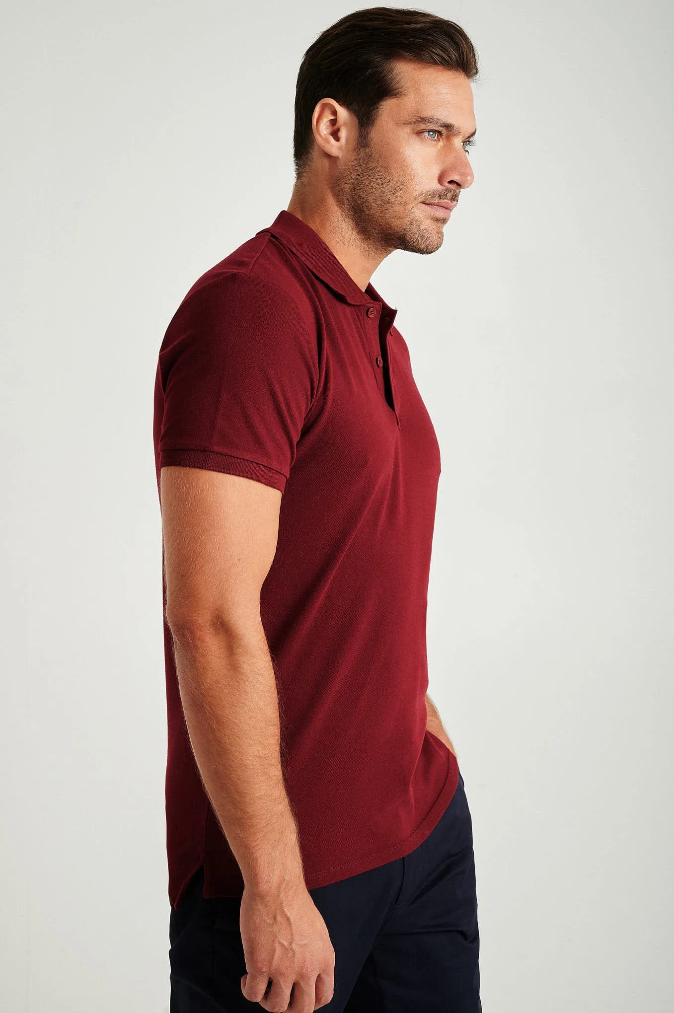 Men's slim fit organic cotton piquet polo