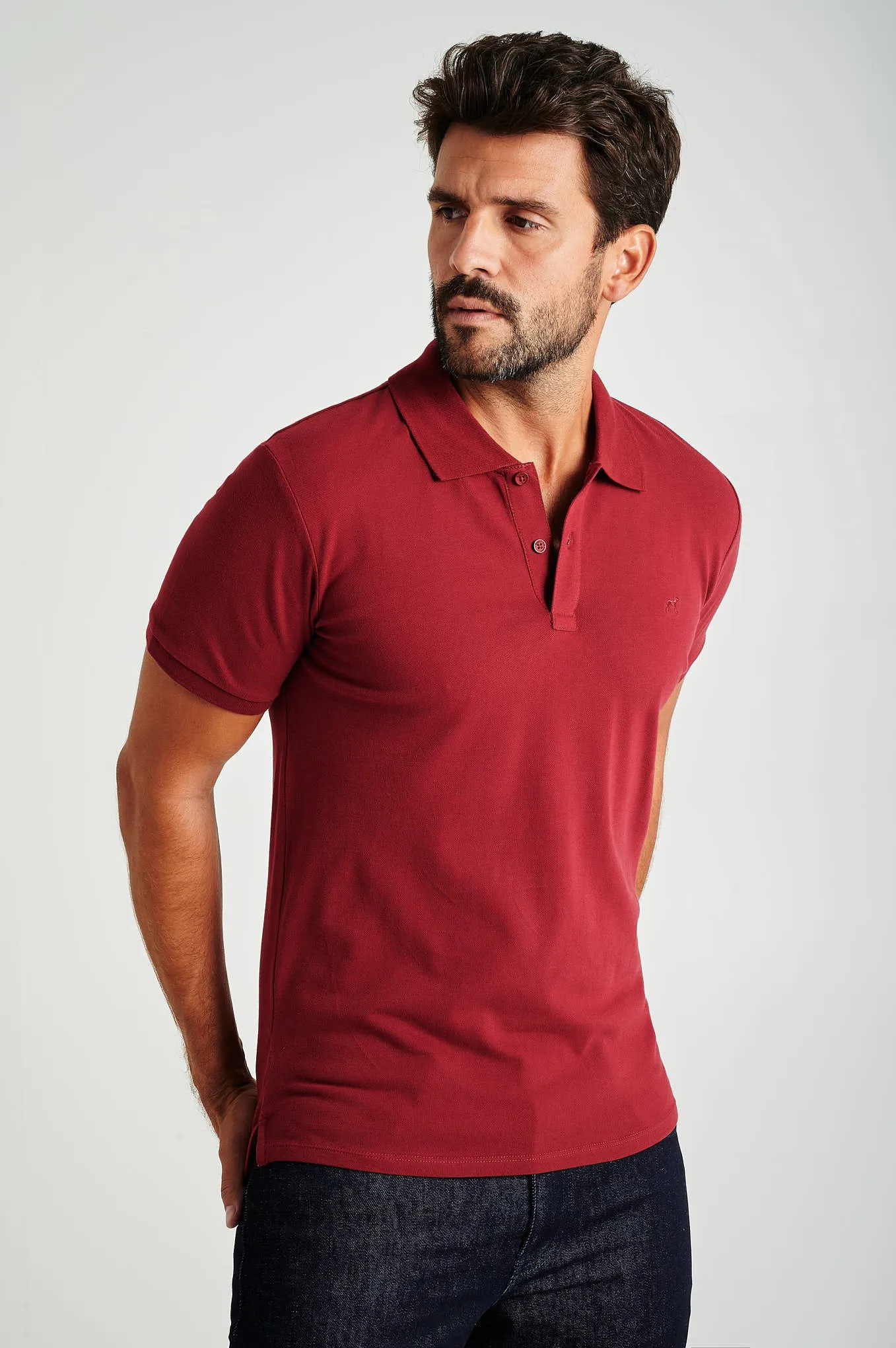 Men's slim fit organic cotton piquet polo