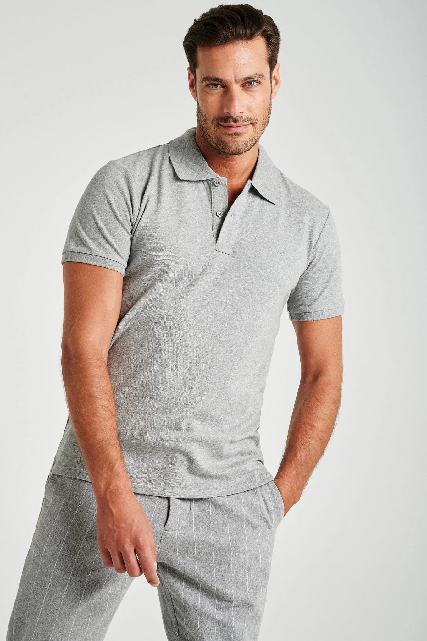 Men's slim fit organic cotton piquet polo