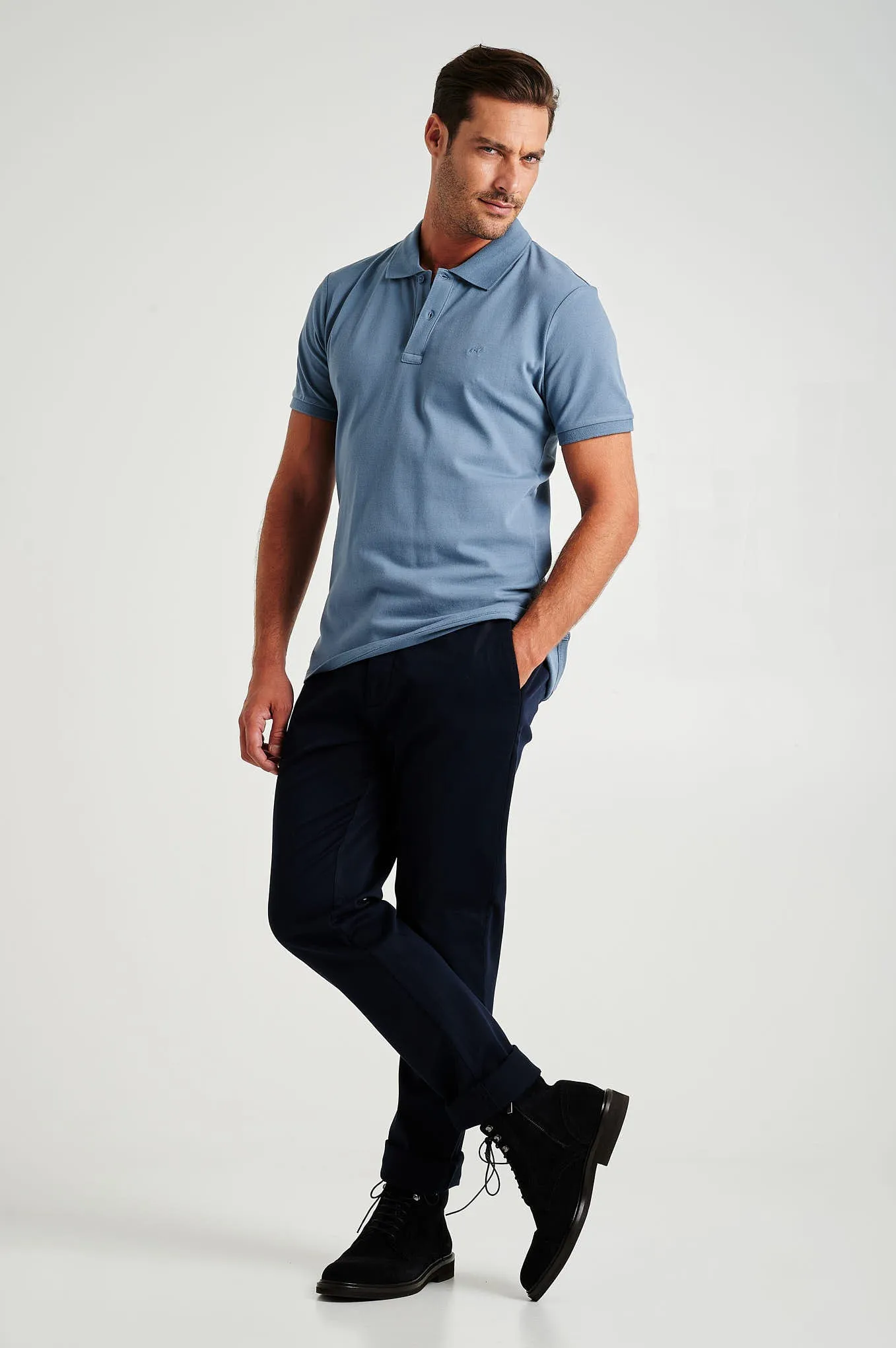 Men's slim fit organic cotton piquet polo