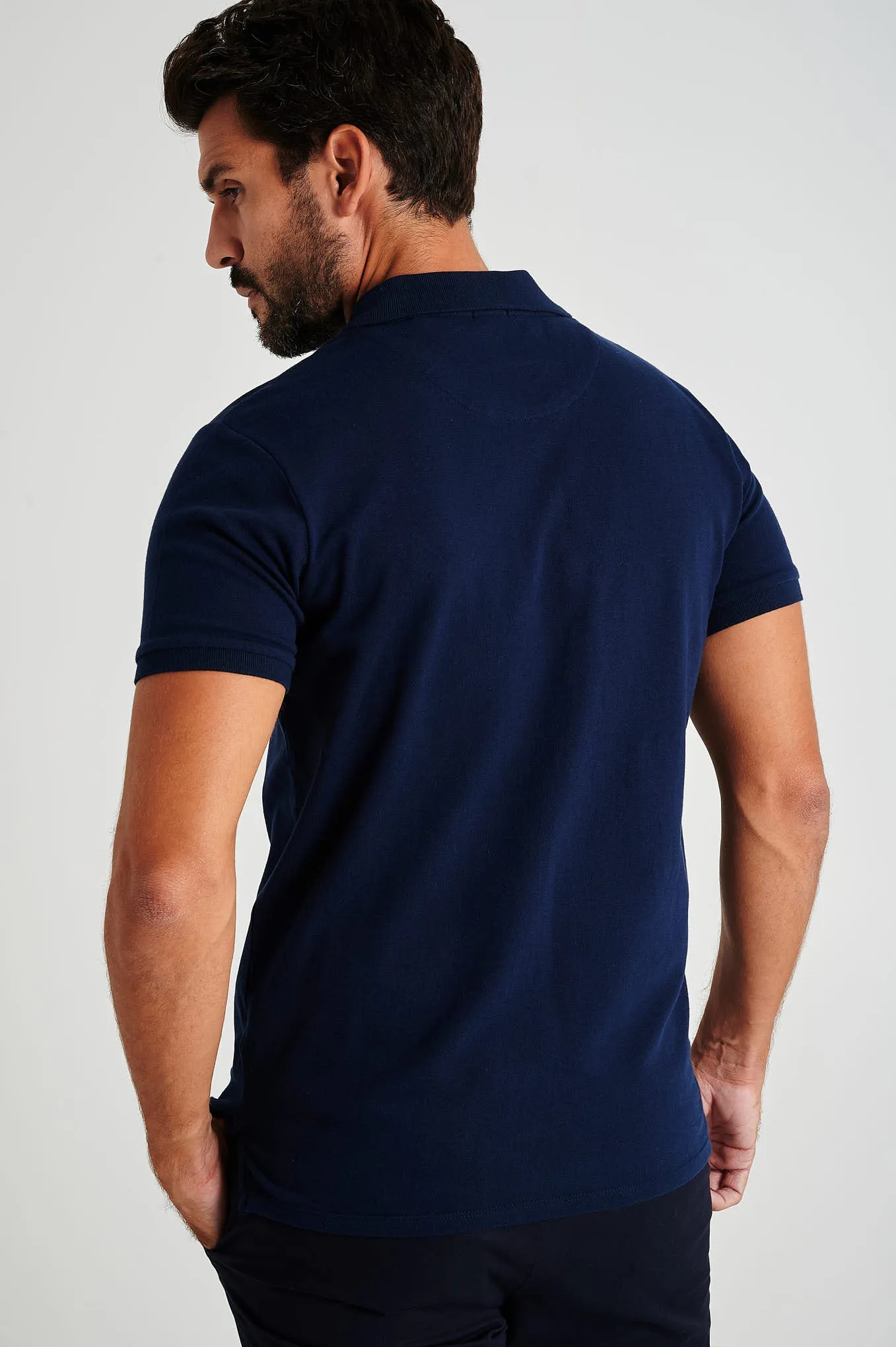 Men's slim fit organic cotton piquet polo