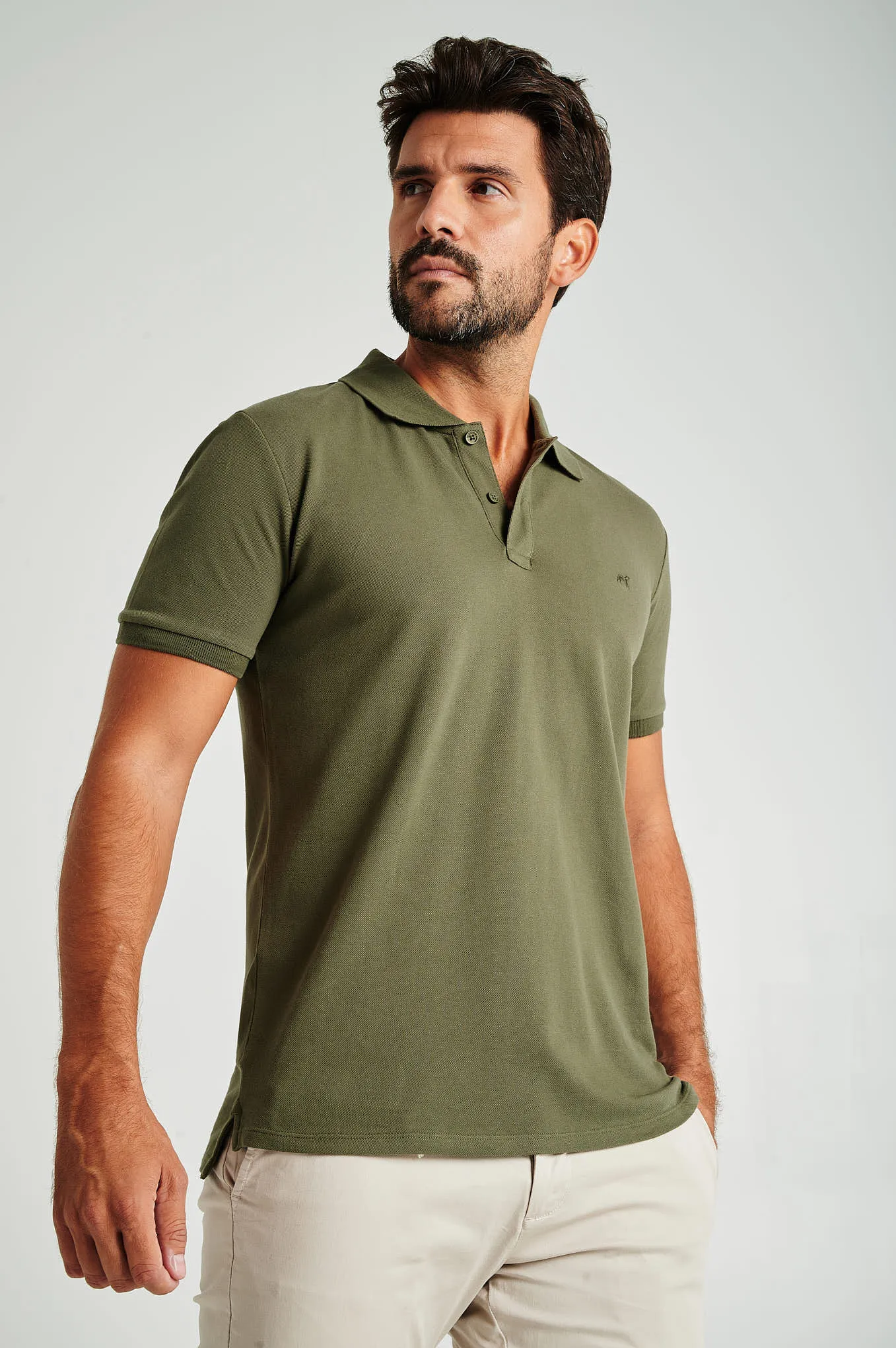 Men's slim fit organic cotton piquet polo