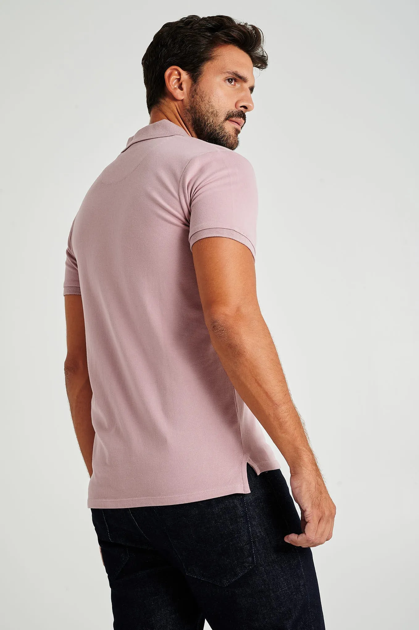 Men's slim fit organic cotton piquet polo