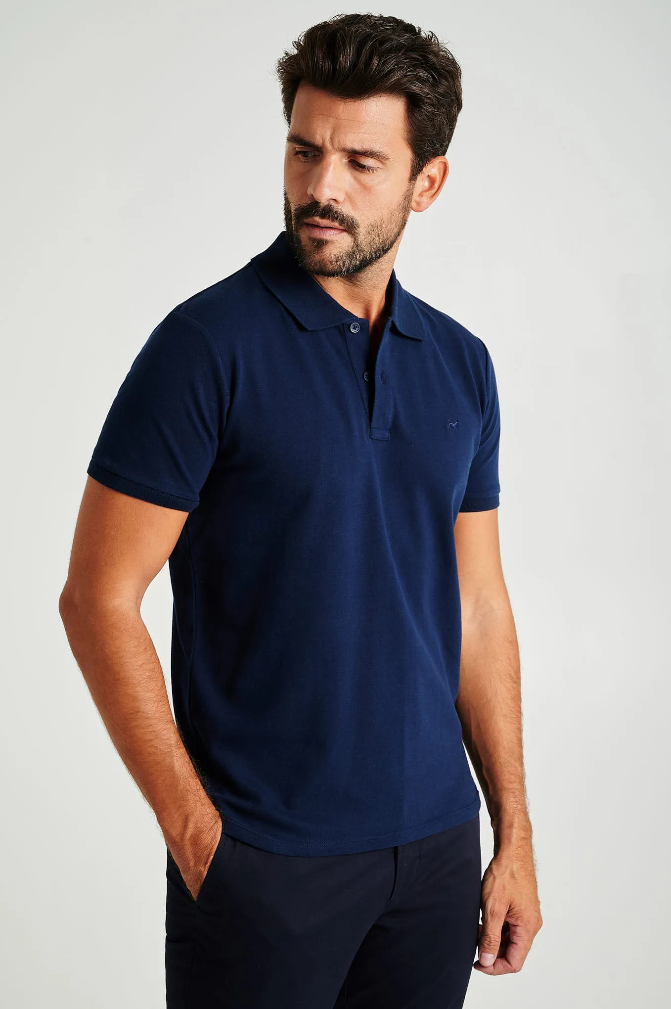 Men's slim fit organic cotton piquet polo