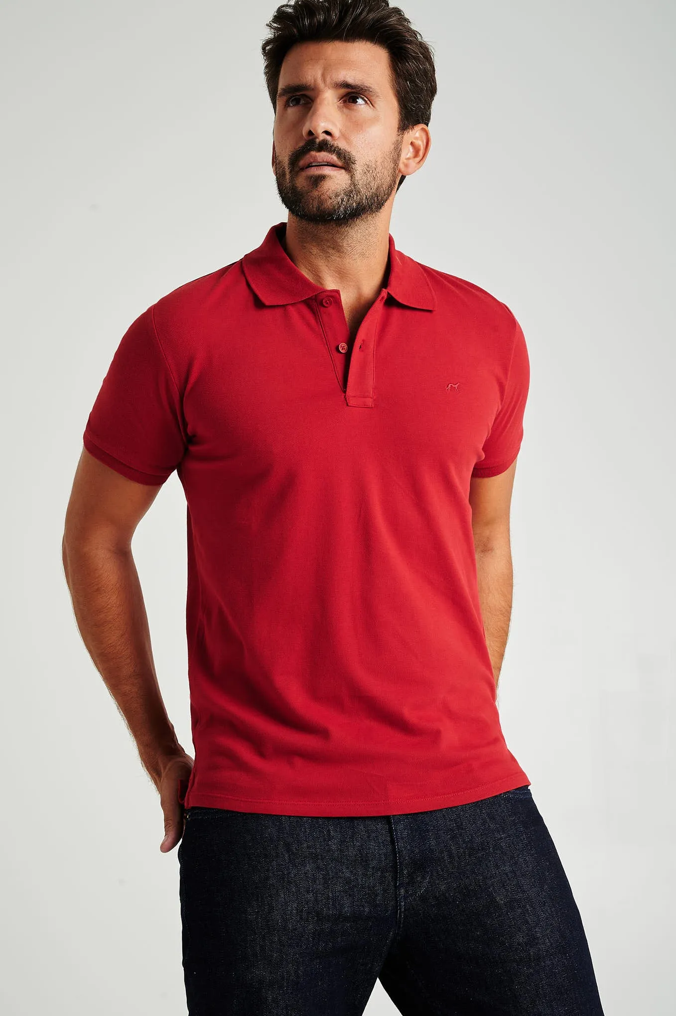 Men's slim fit organic cotton piquet polo