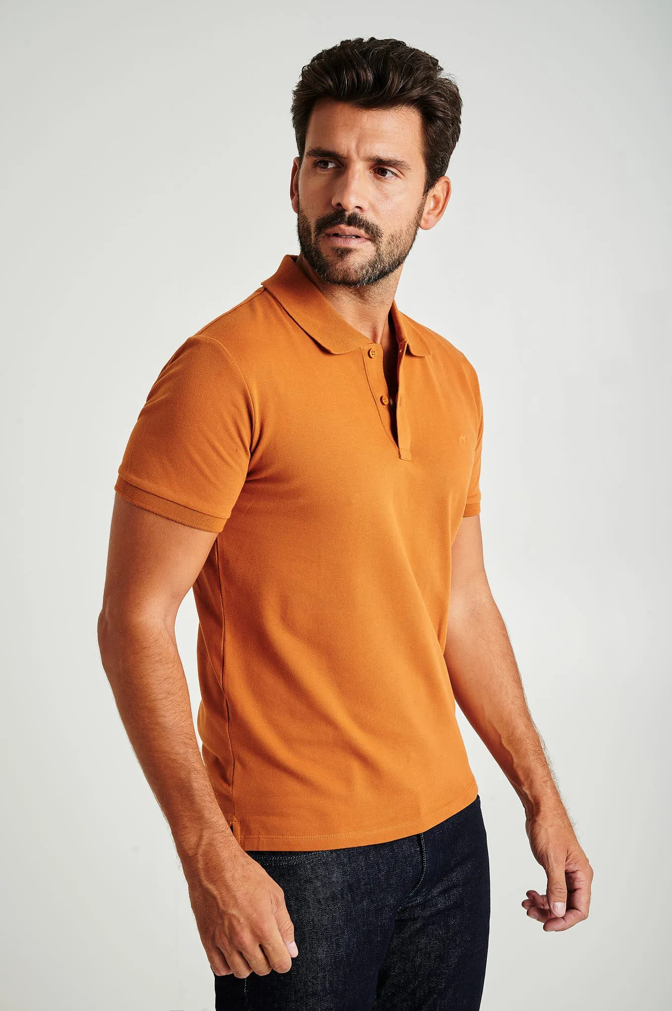 Men's slim fit organic cotton piquet polo