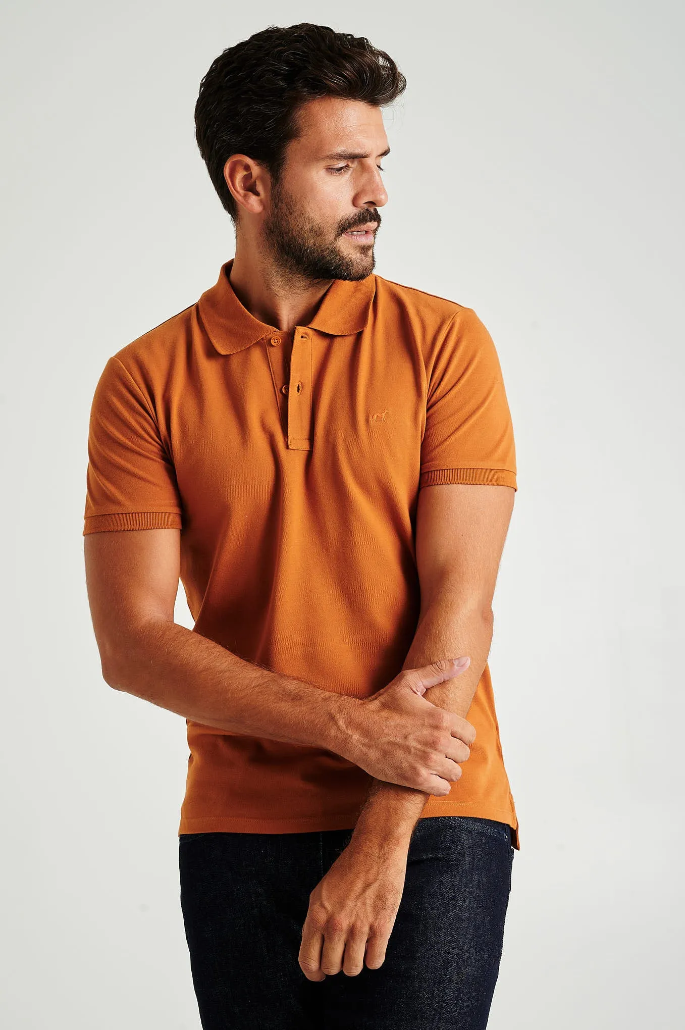 Men's slim fit organic cotton piquet polo