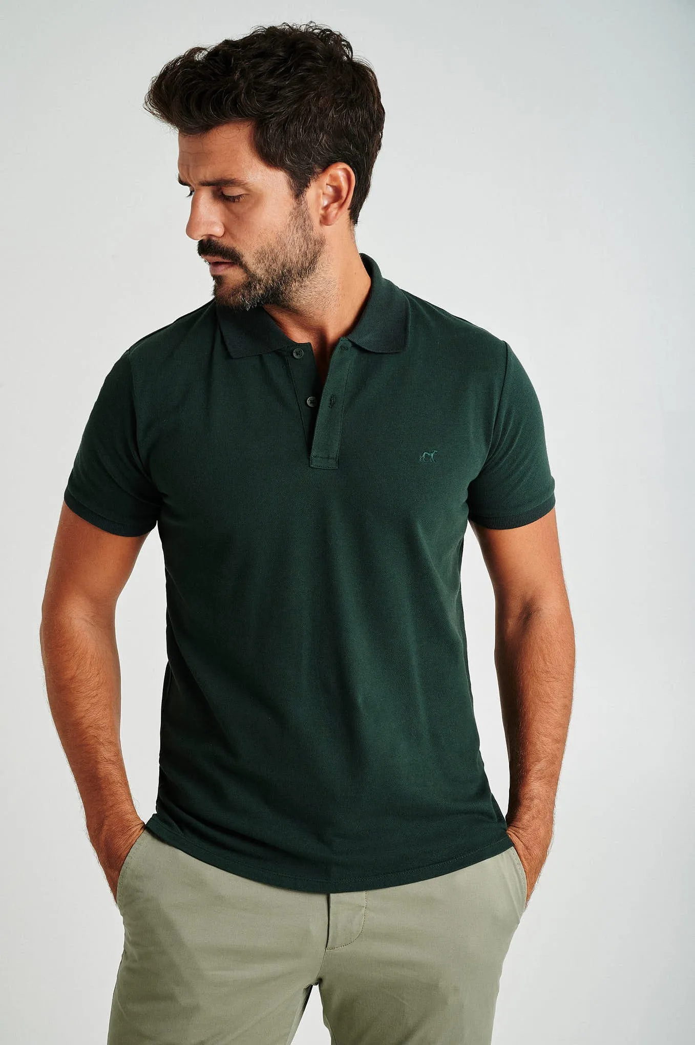 Men's slim fit organic cotton piquet polo