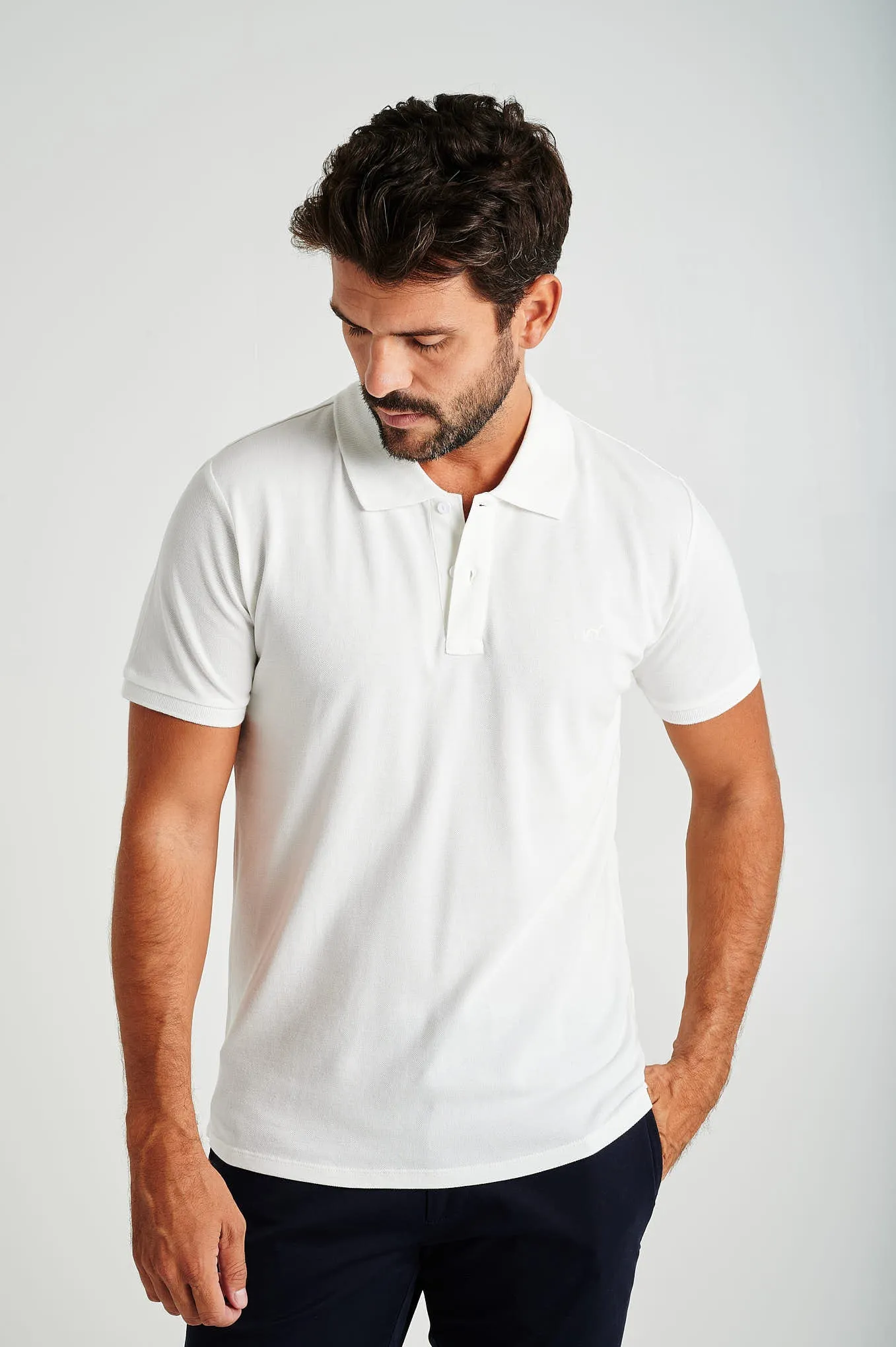 Men's slim fit organic cotton piquet polo