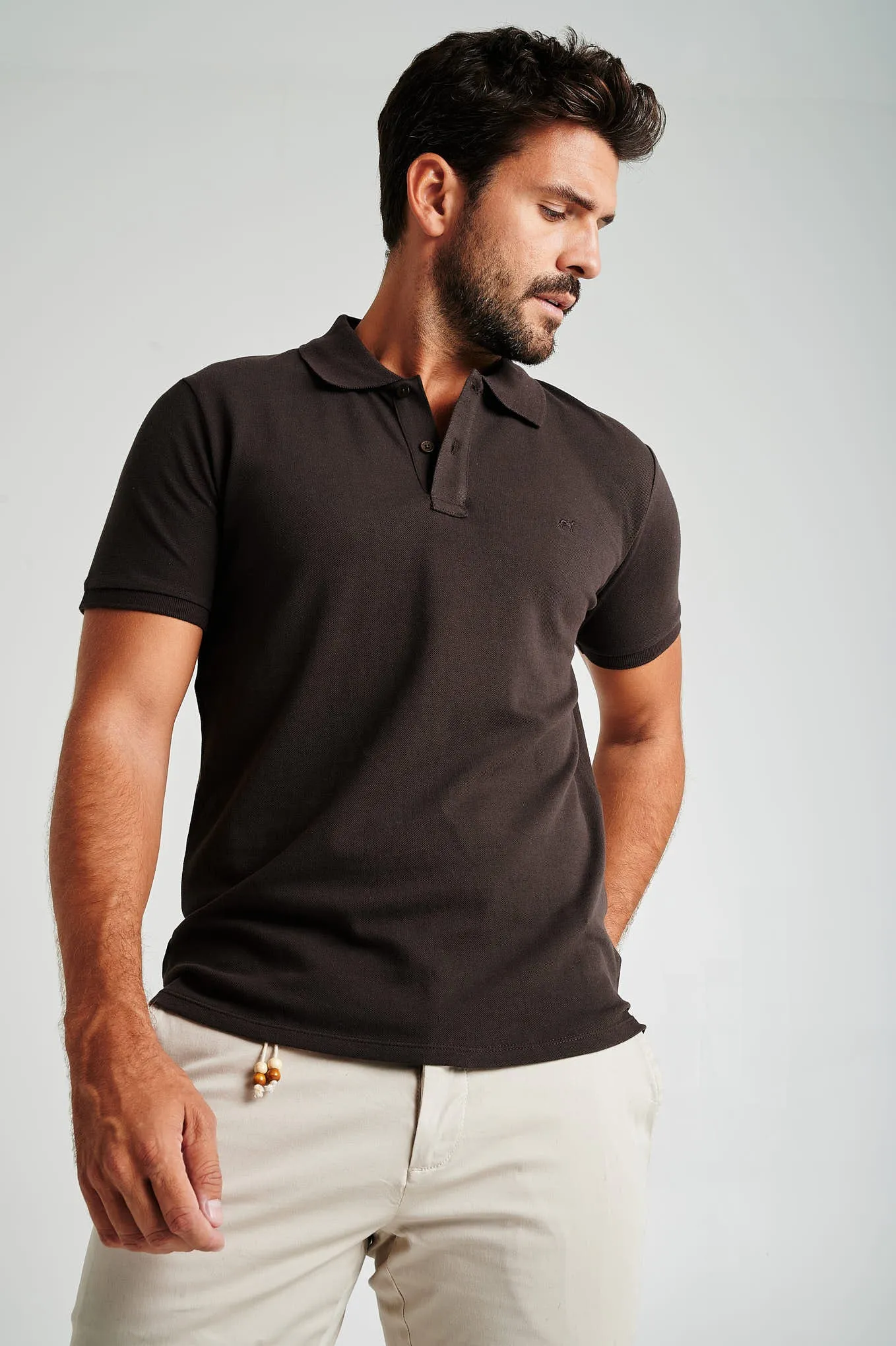 Men's slim fit organic cotton piquet polo