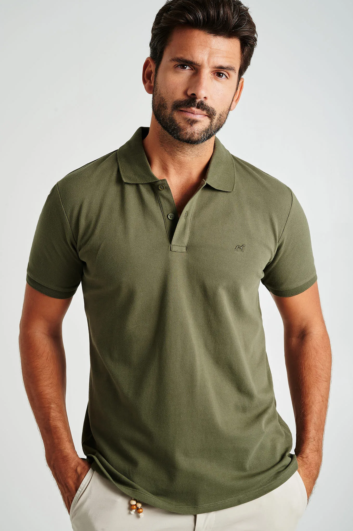 Men's slim fit organic cotton piquet polo