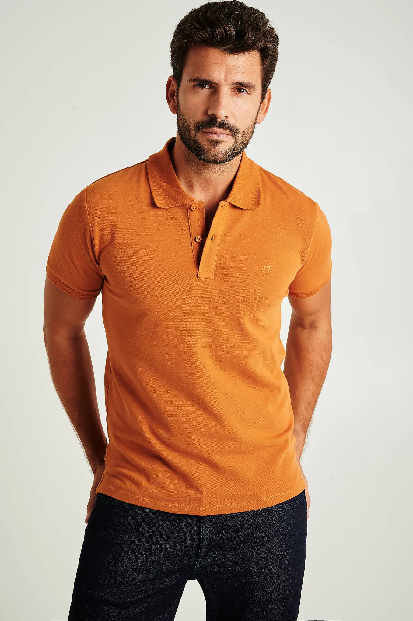 Men's slim fit organic cotton piquet polo