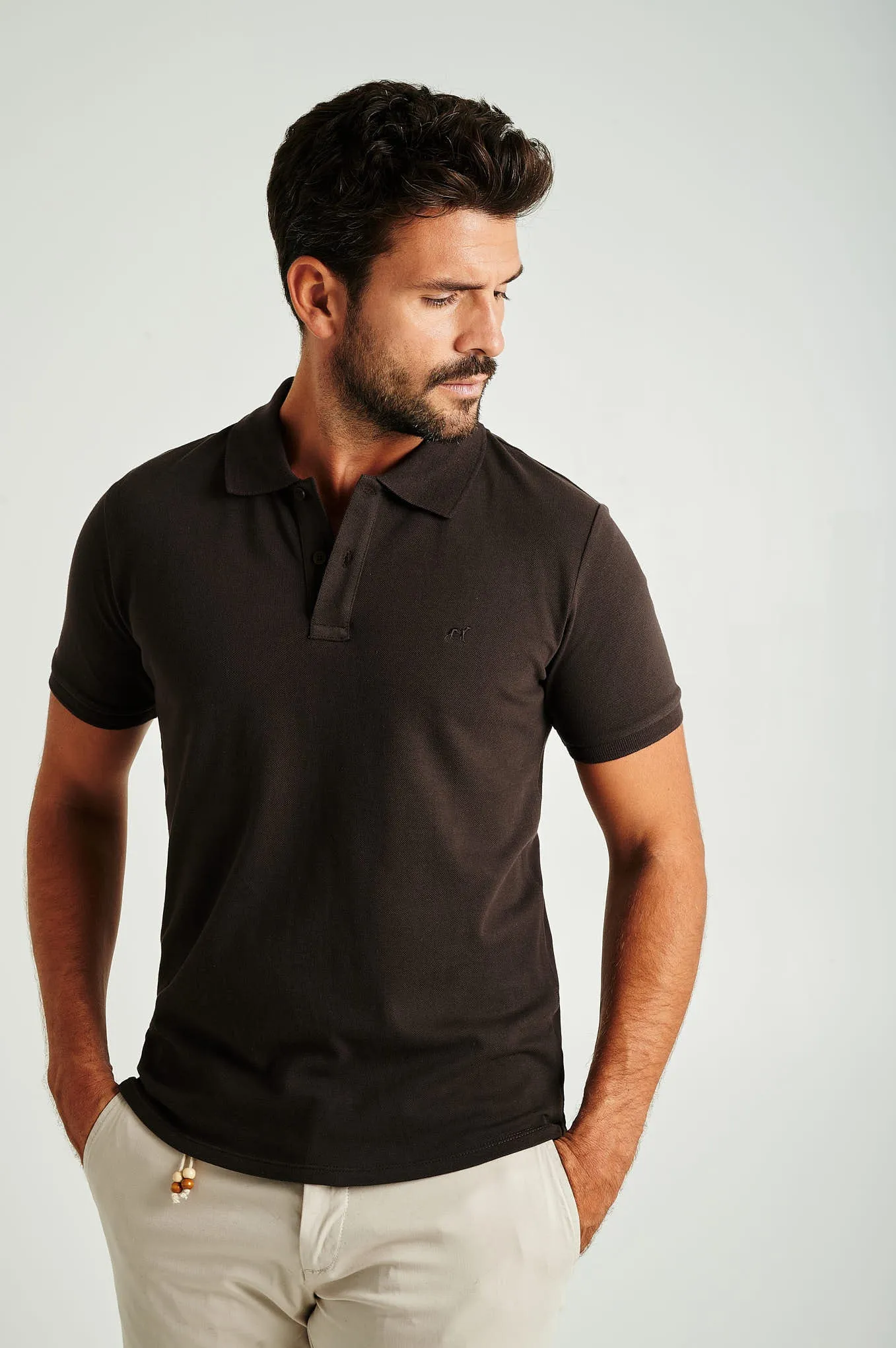 Men's slim fit organic cotton piquet polo