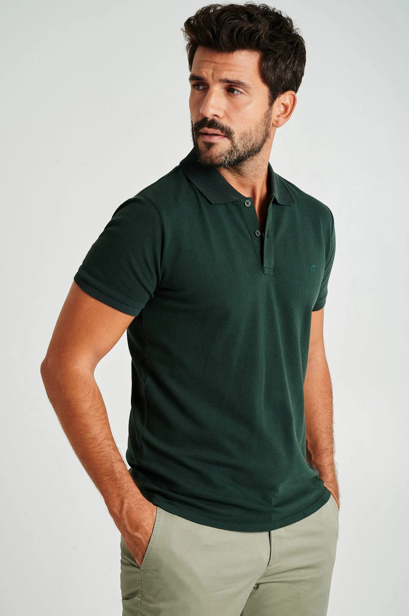 Men's slim fit organic cotton piquet polo