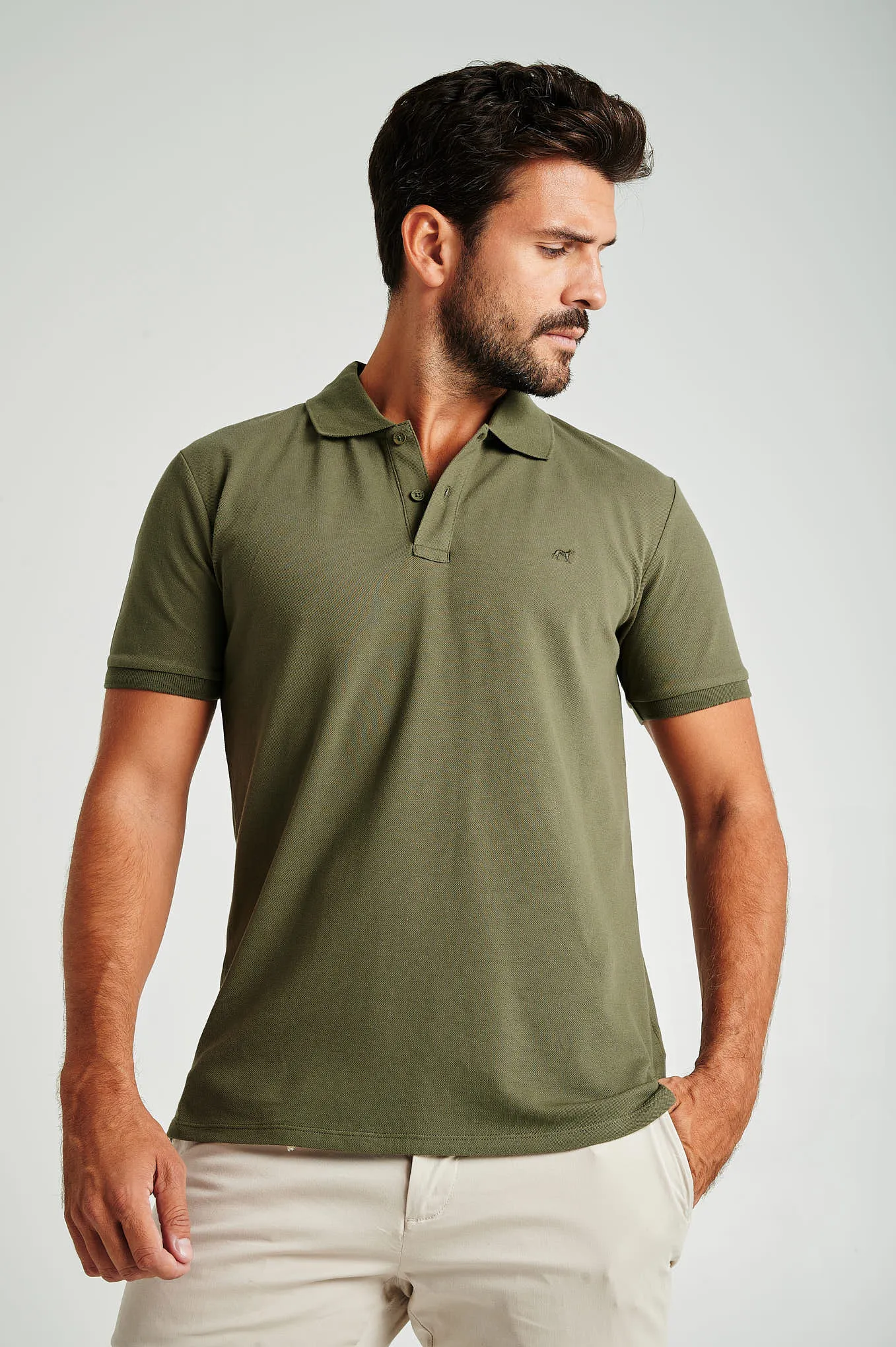 Men's slim fit organic cotton piquet polo