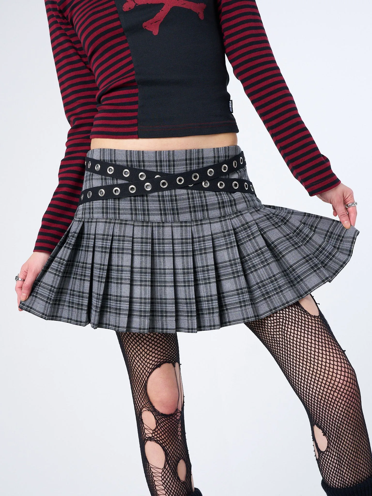 Meryl Grey & Black Tartan Mini Skirt