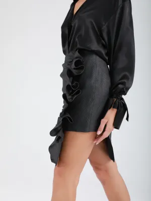 MQ Asymmetric Ruffled Skirt - Shimmer Black