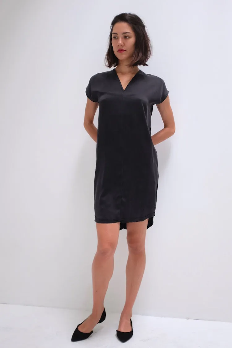 Natalie Busby Silk Charmeuse Straight Dress Black