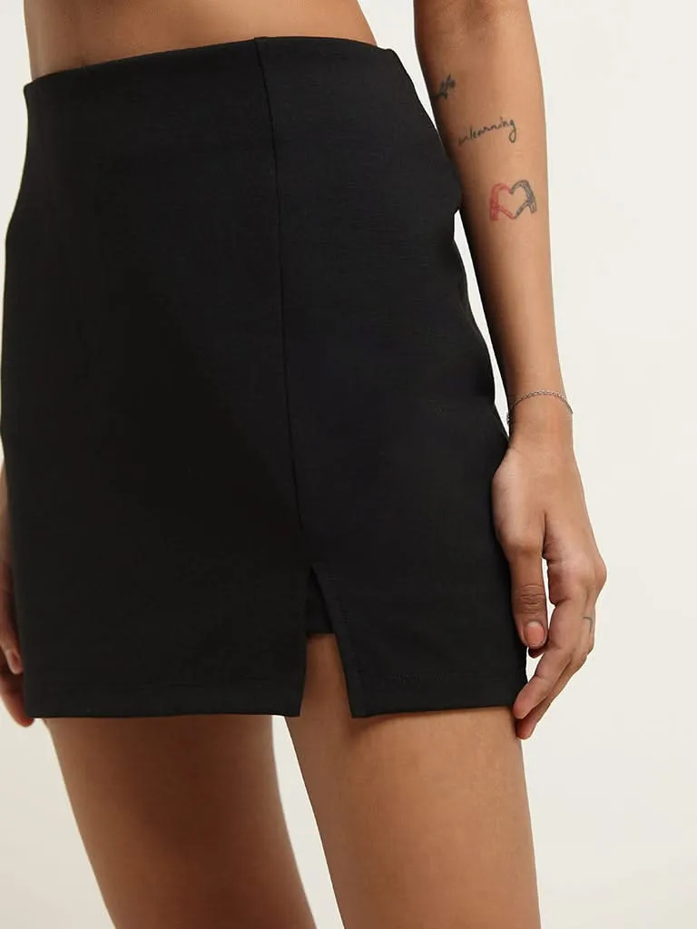 Nuon Black Cotton Mini Skirt