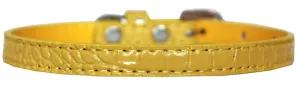 Omaha Plain Croc Dog Collar Yellow Size 14